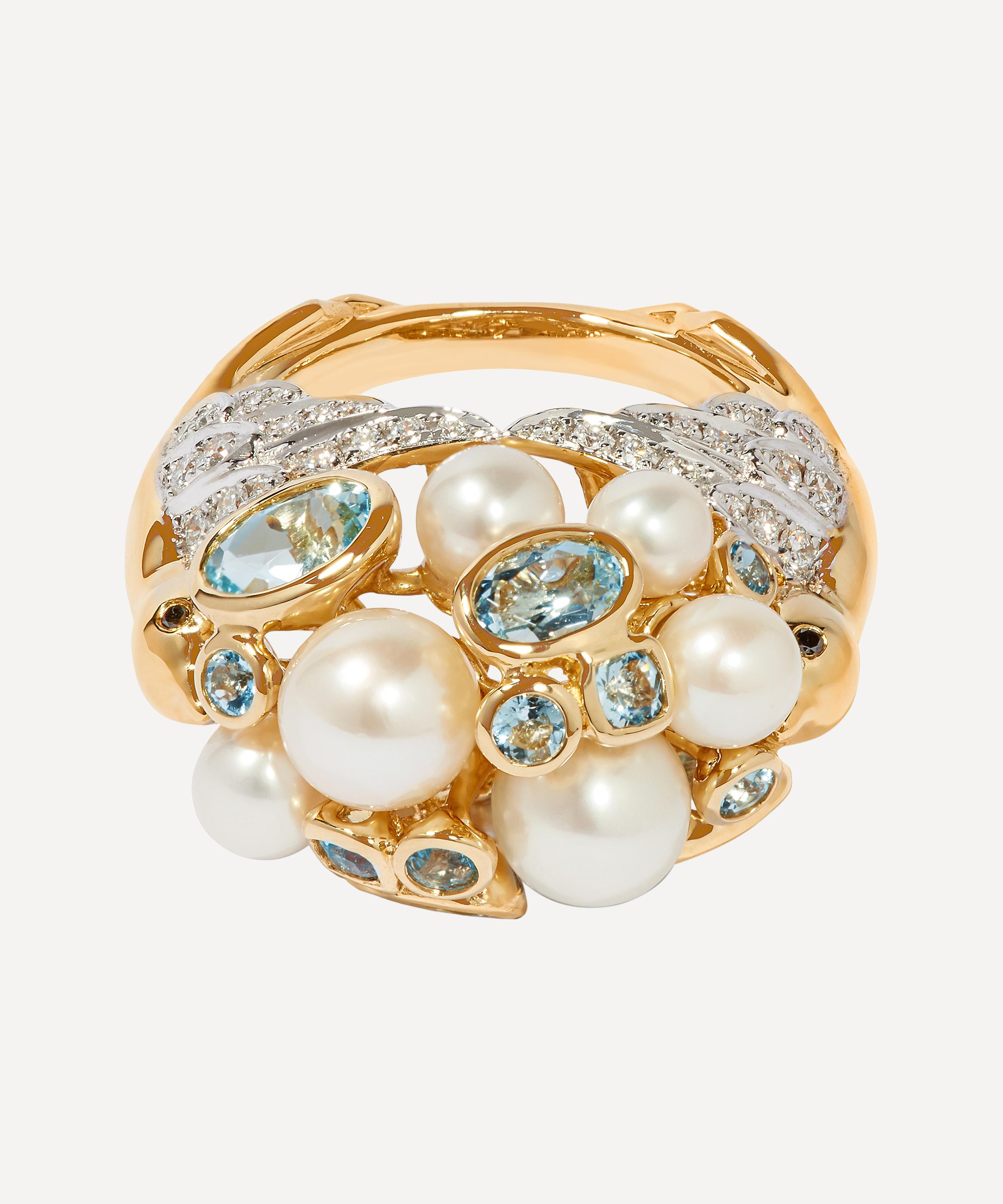 Annoushka - x Temperley 18ct Gold Disco Ball Multi-Stone Lovebirds Ring image number 0