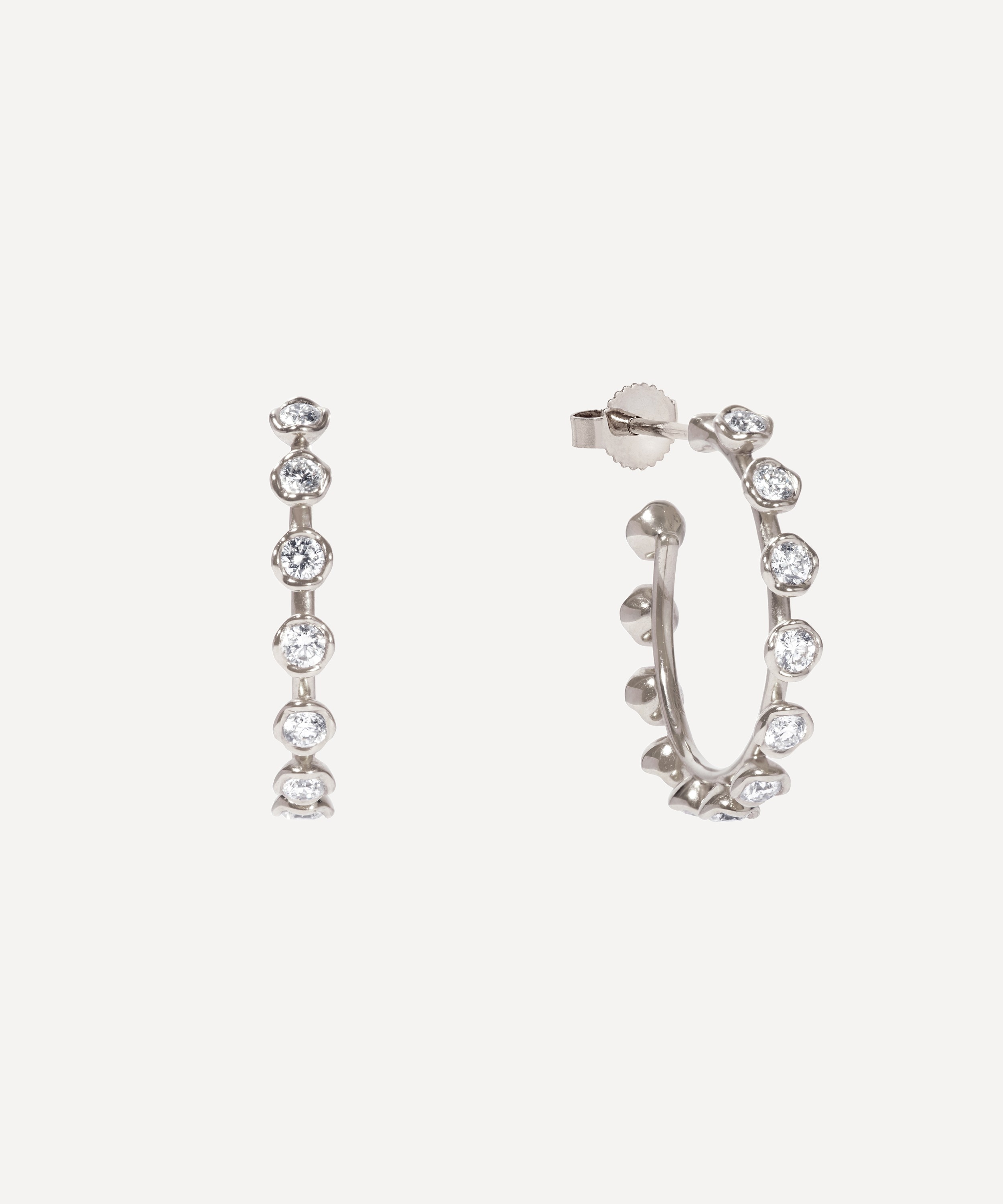 Annoushka - 18ct White Gold Marguerite Diamond Hoop Earrings image number 0