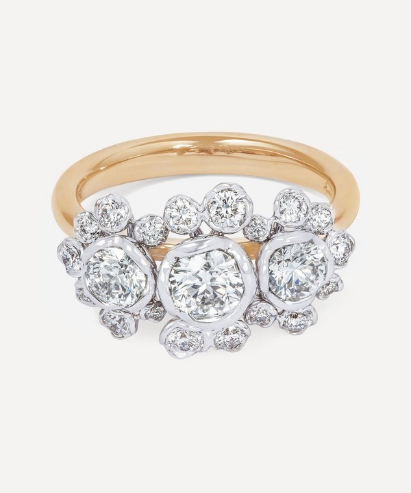 Annoushka - 18ct Gold and White Gold Marguerite 0.50ct Diamond Triple Flower Engagement Ring image number null