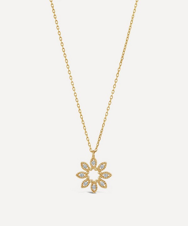 Dinny Hall - 14ct Gold Diamond Jasmine Flower Pendant Necklace image number null