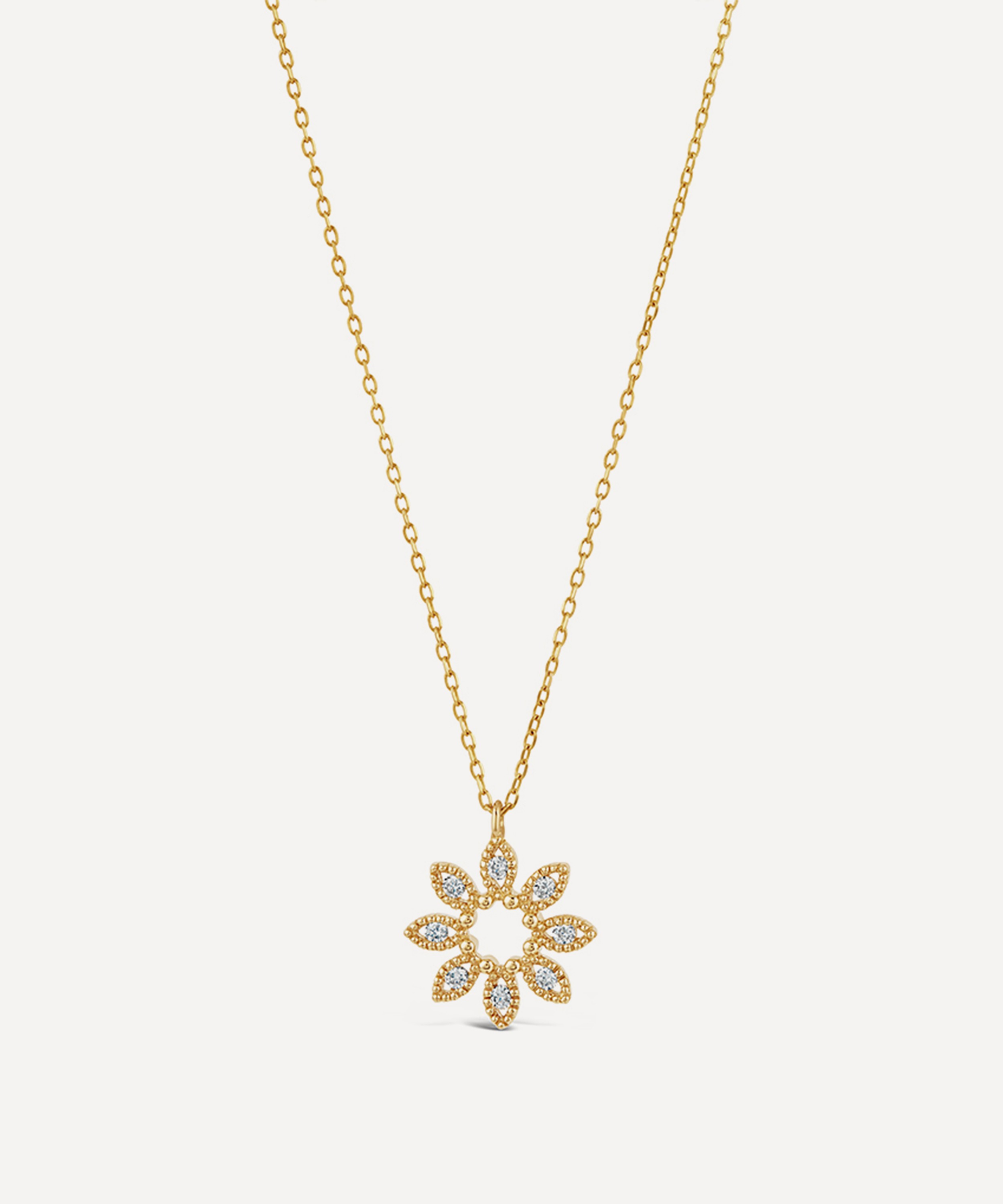 Dinny Hall - 14ct Gold Diamond Jasmine Flower Pendant Necklace