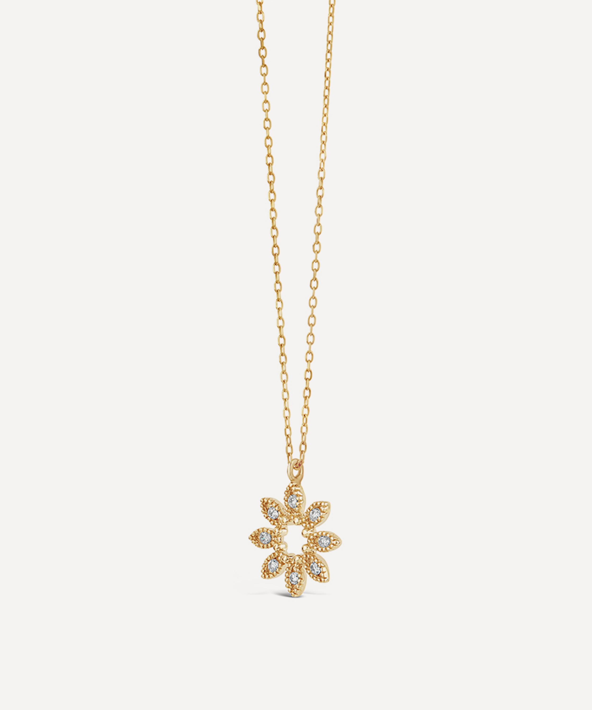 Dinny Hall - 14ct Gold Diamond Jasmine Flower Pendant Necklace image number 2