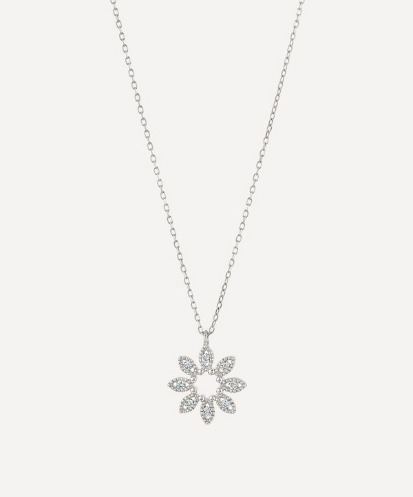 Dinny Hall - 14ct White Gold Diamond Jasmine Flower Pendant Necklace image number null