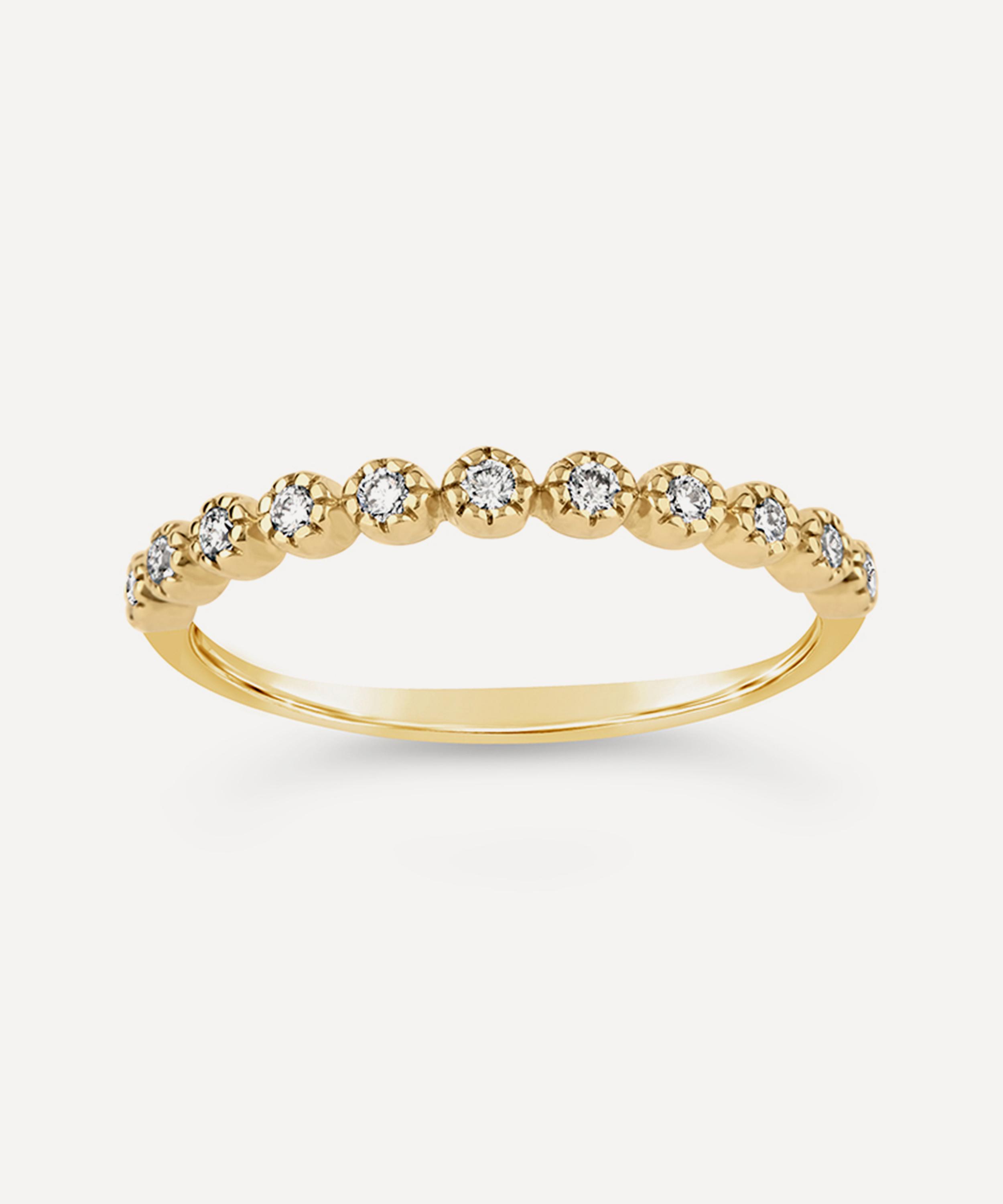 Dinny Hall - 14ct Gold Diamond Forget Me Not Half Eternity Ring image number 0