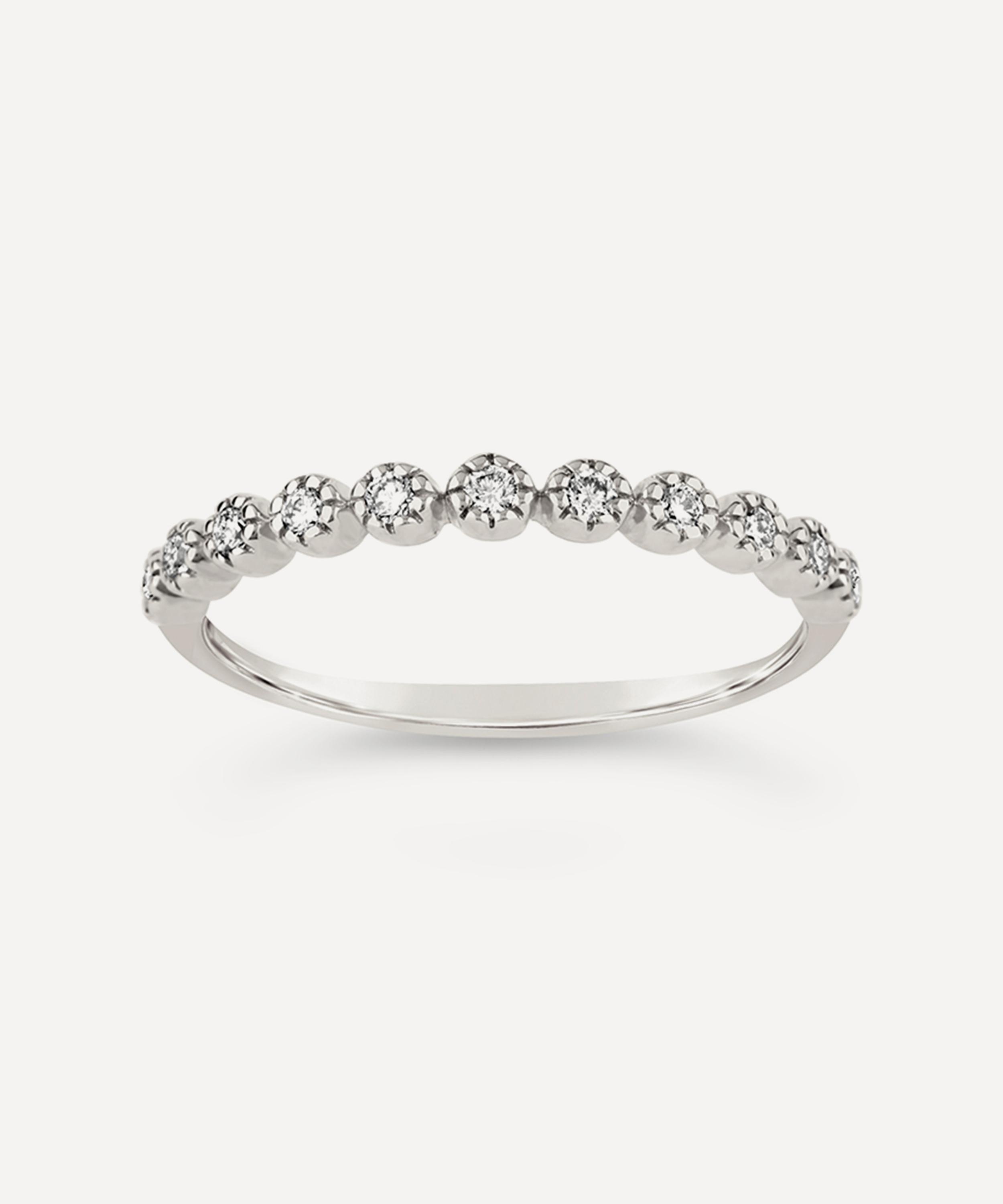 Dinny Hall - 14ct White Gold Diamond Forget Me Not Half Eternity Ring
