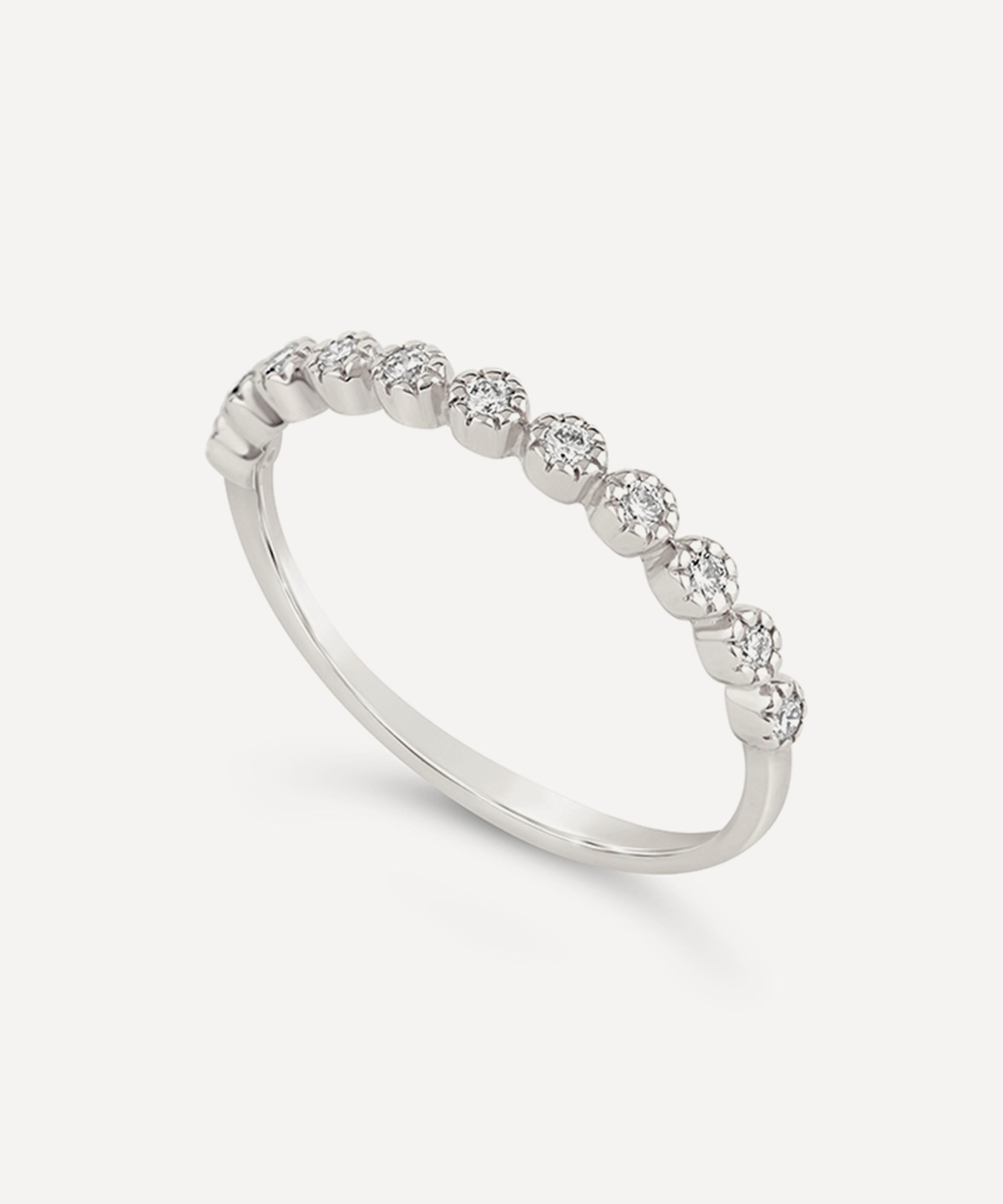 Dinny Hall - 14ct White Gold Diamond Forget Me Not Half Eternity Ring image number 1