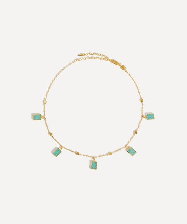 Missoma - 18ct Gold Plated Vermeil Silver Lena Amazonite Charm Choker Necklace
