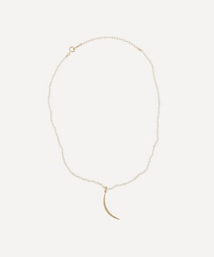 Mizuki - Small Diamond Crescent Dancing Pearl Necklace image number 0