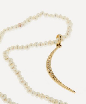 Mizuki - Small Diamond Crescent Dancing Pearl Necklace image number 2