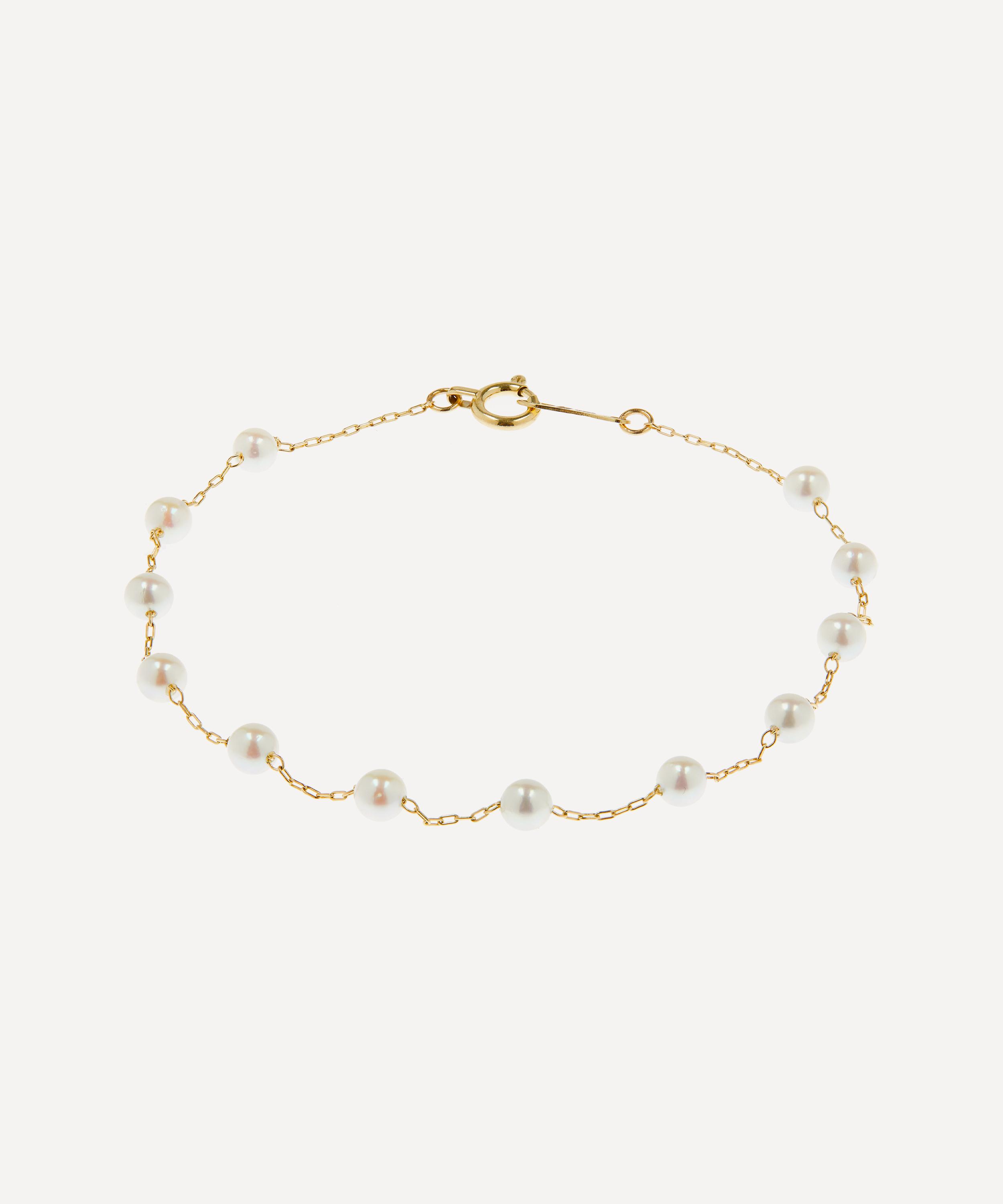 Mizuki - 14ct Gold Floating Pearl Chain Bracelet image number 0