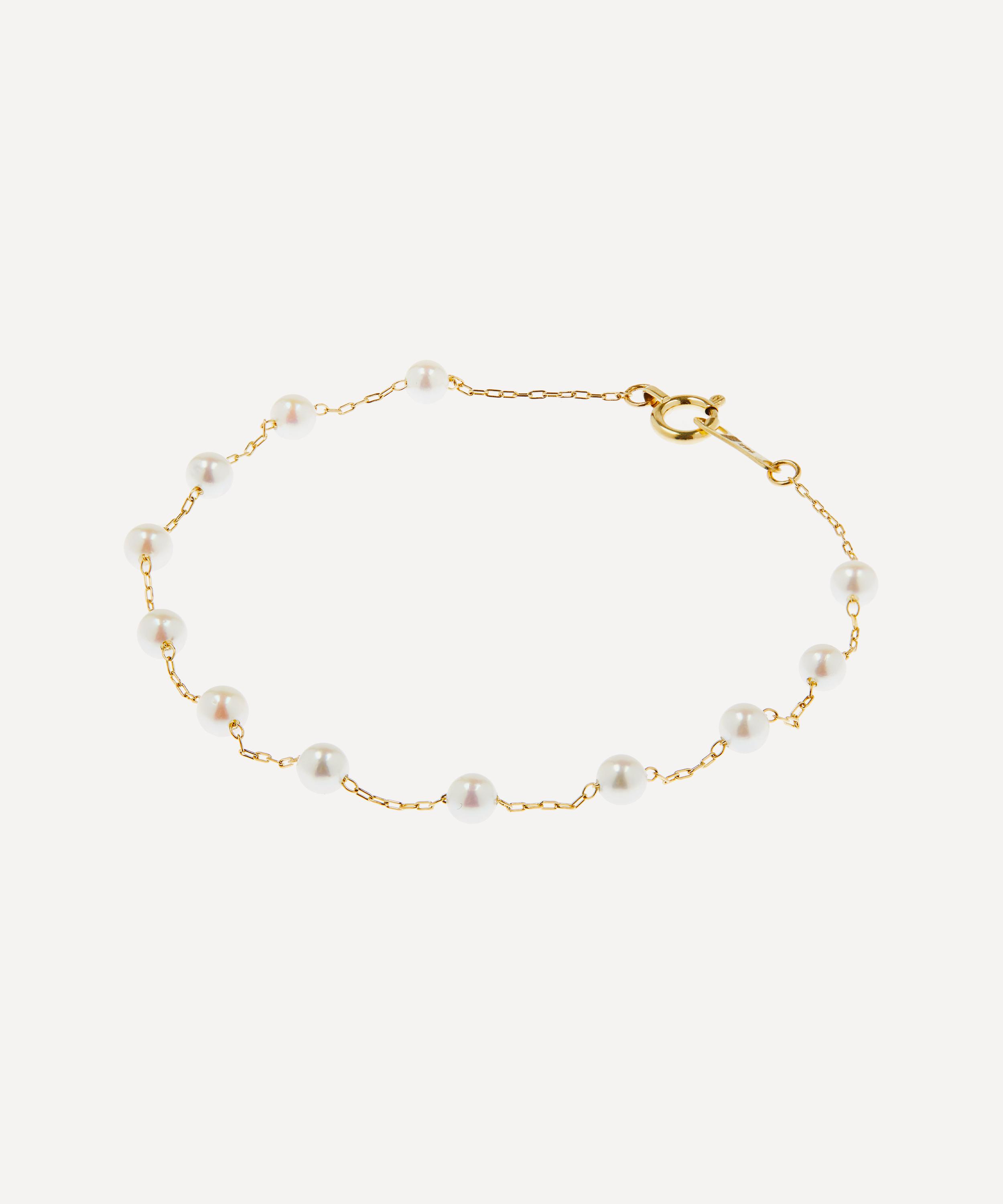 Mizuki - 14ct Gold Floating Pearl Chain Bracelet image number 2