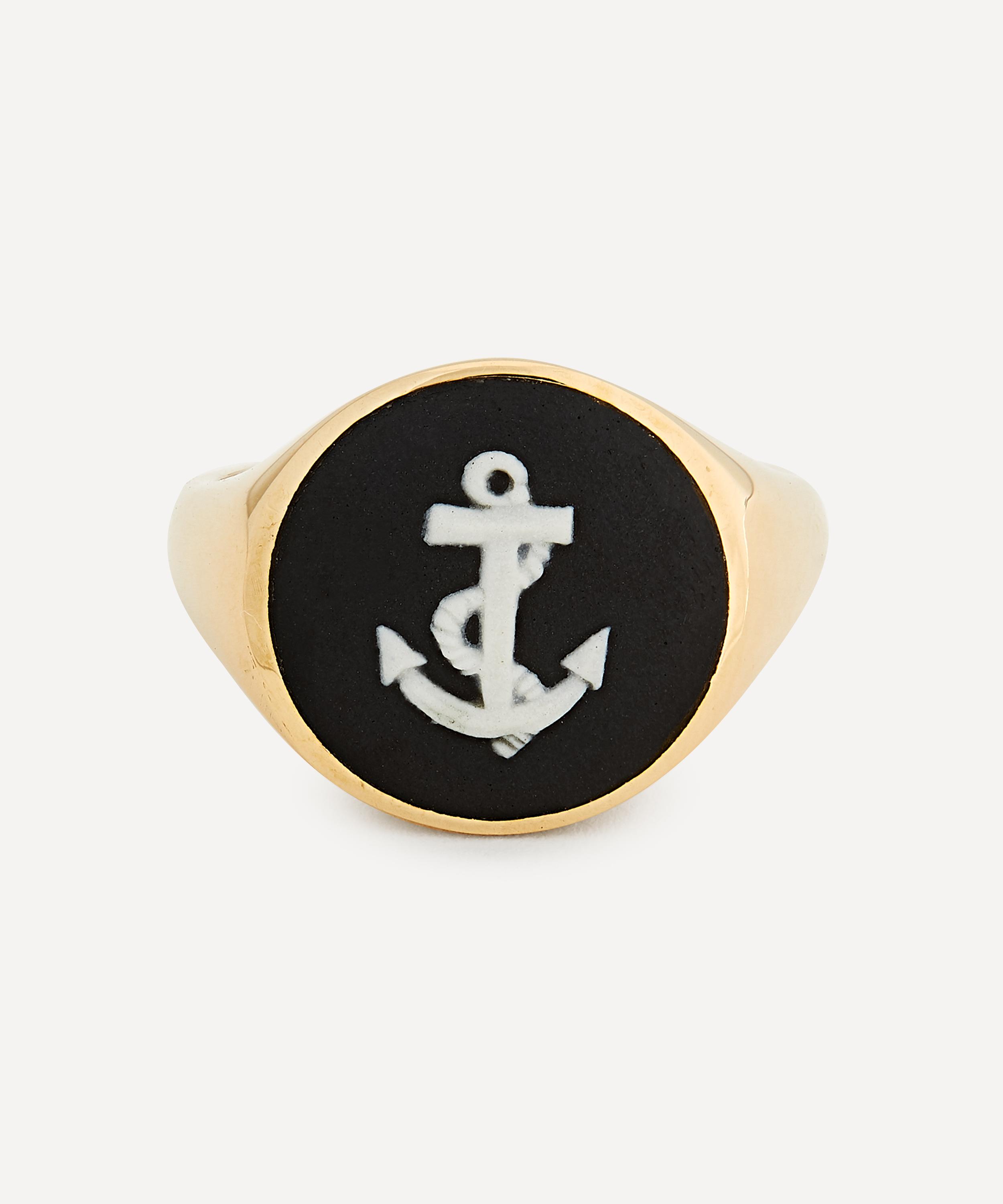 Ferian - 9ct Gold Wedgwood Anchor Round Signet Ring image number 0