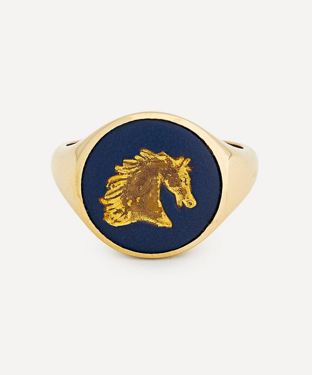 Ferian 9ct Gold Wedgwood Lion And Crown Round Signet Ring Womens Jewellery Rings 