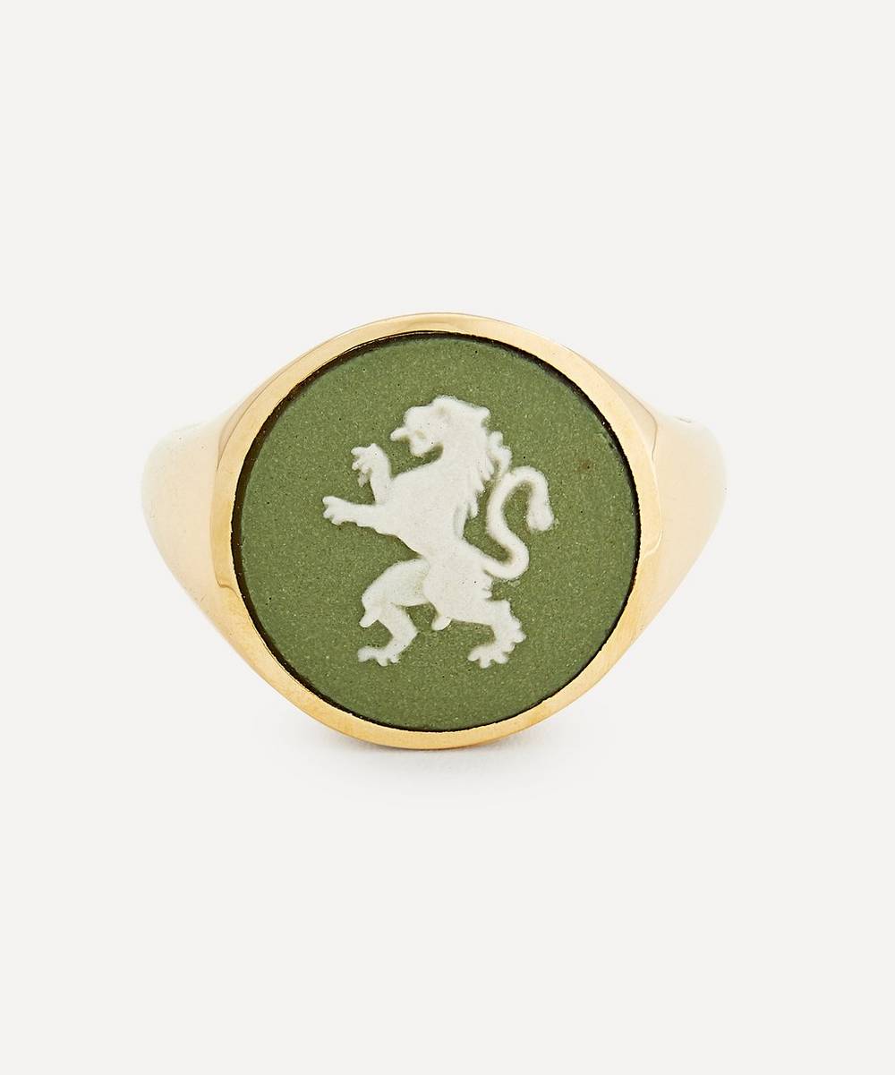 Ferian - 9ct Gold Wedgwood Rampant Lion Round Signet Ring