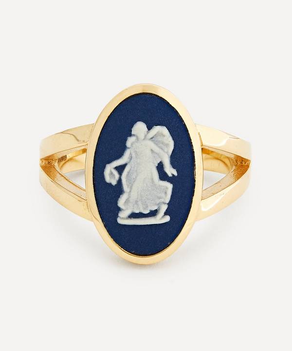 Ferian - 9ct Gold Wedgwood Flower Girl Oval Split Signet Ring image number 0