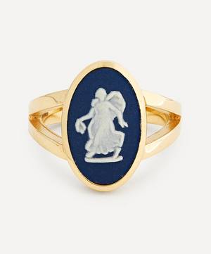 9ct Gold Wedgwood Flower Girl Oval Split Signet Ring