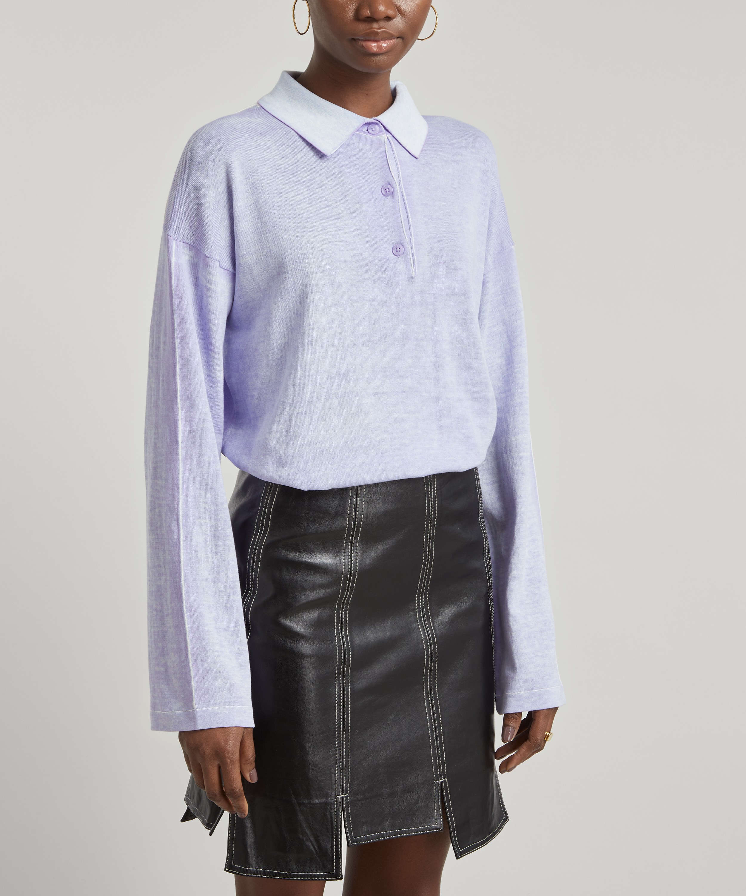 Acne Studios - Long-Sleeve Cotton Polo Shirt image number 1