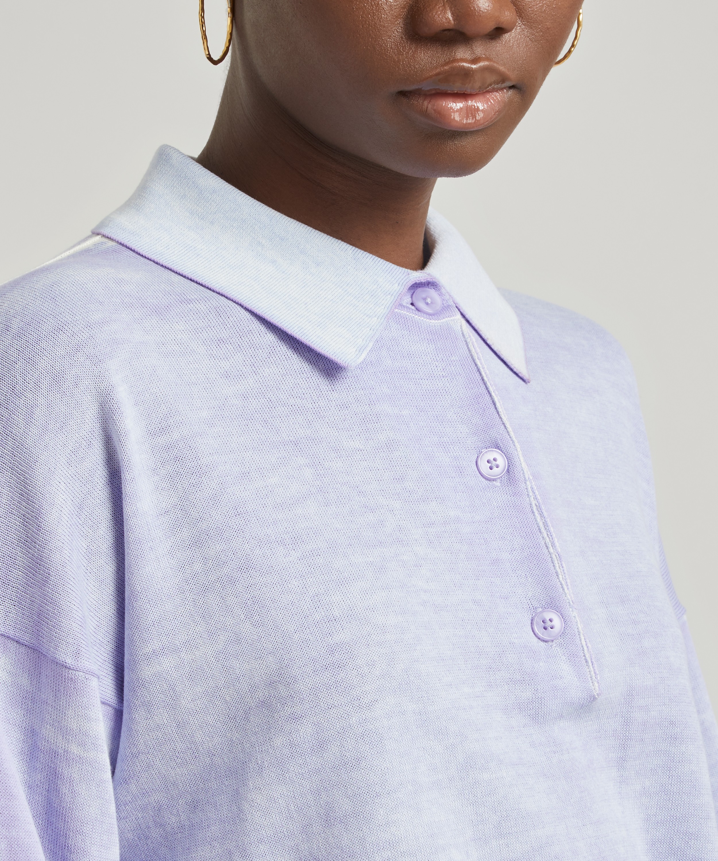 Acne Studios - Long-Sleeve Cotton Polo Shirt image number 4