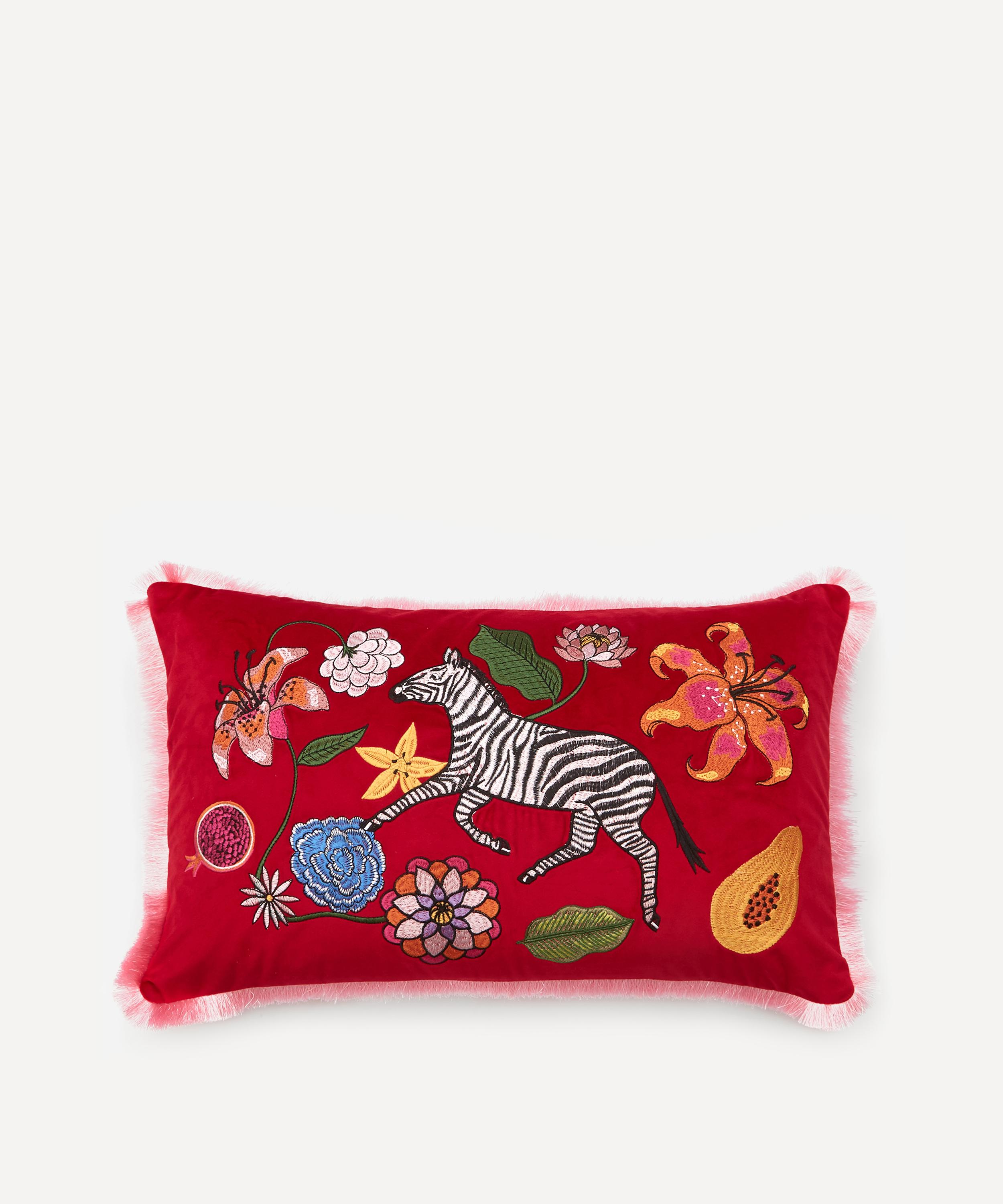 Karen Mabon Zebra Velvet Bolster Cushion Liberty