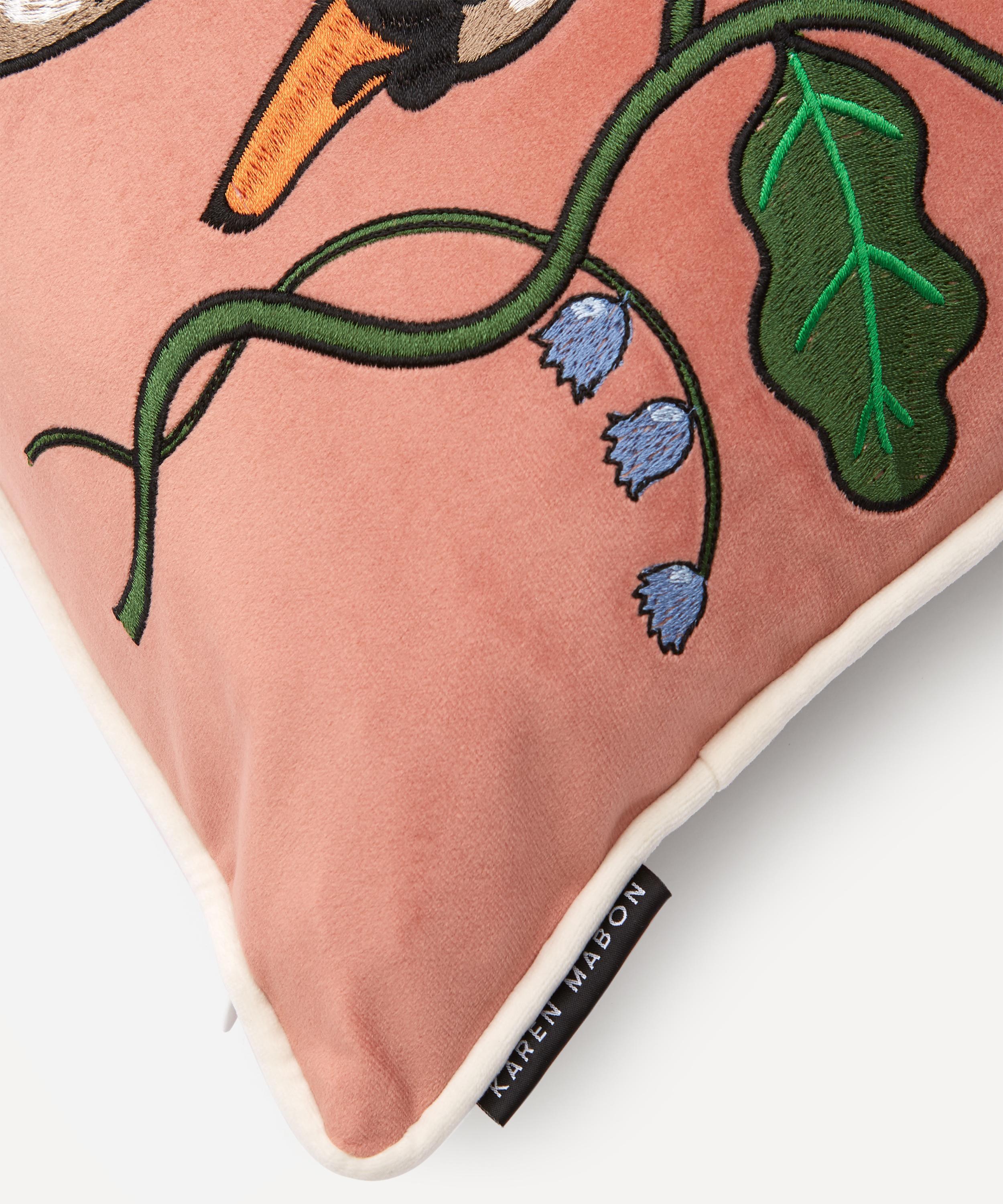 Karen Mabon - Mute Swan Velvet Bolster Cushion image number 2