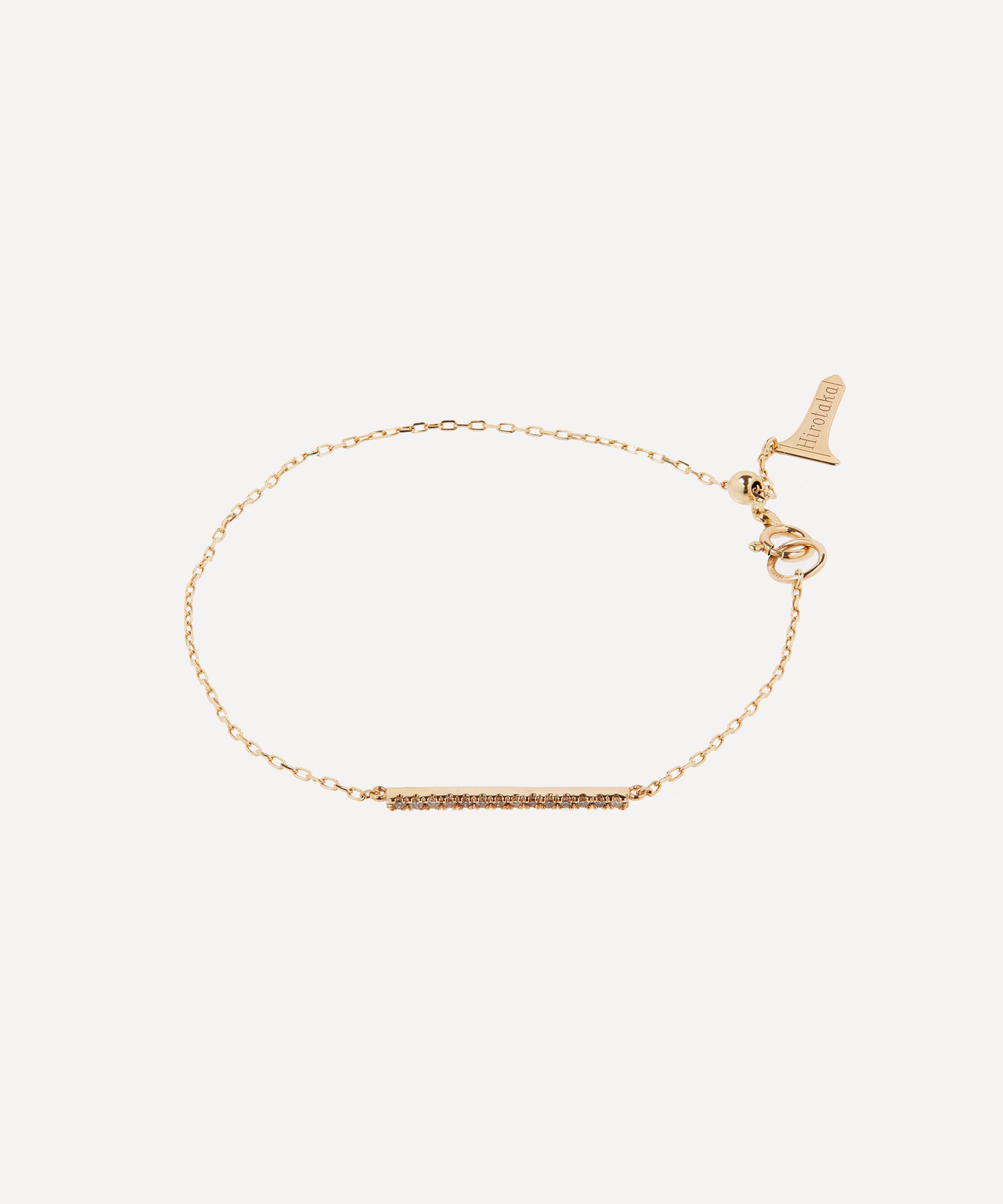 Hirotaka 10ct Gold Gossamer Short Diamond Bar Bracelet | Liberty