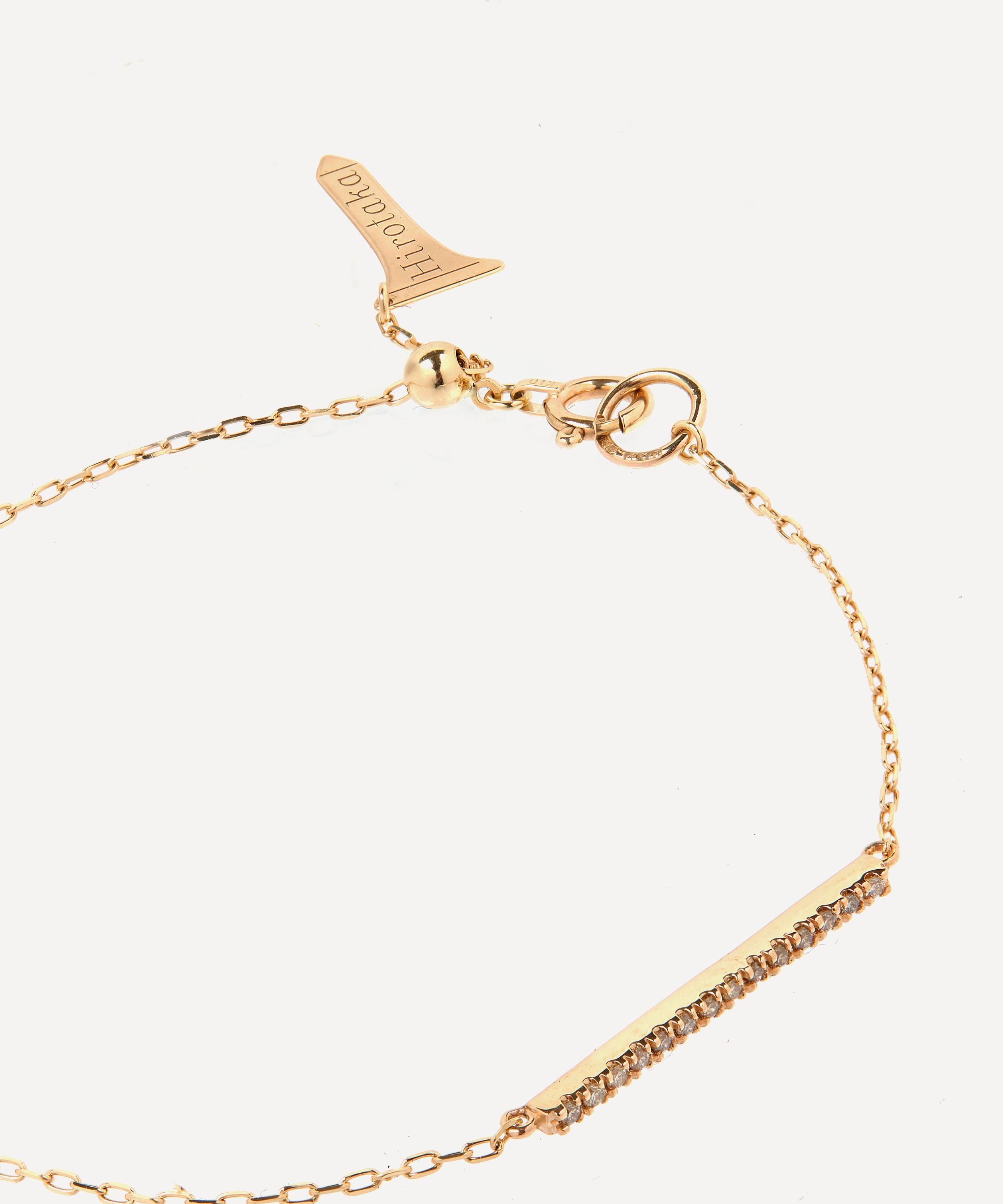 Hirotaka 10ct Gold Gossamer Short Diamond Bar Bracelet | Liberty