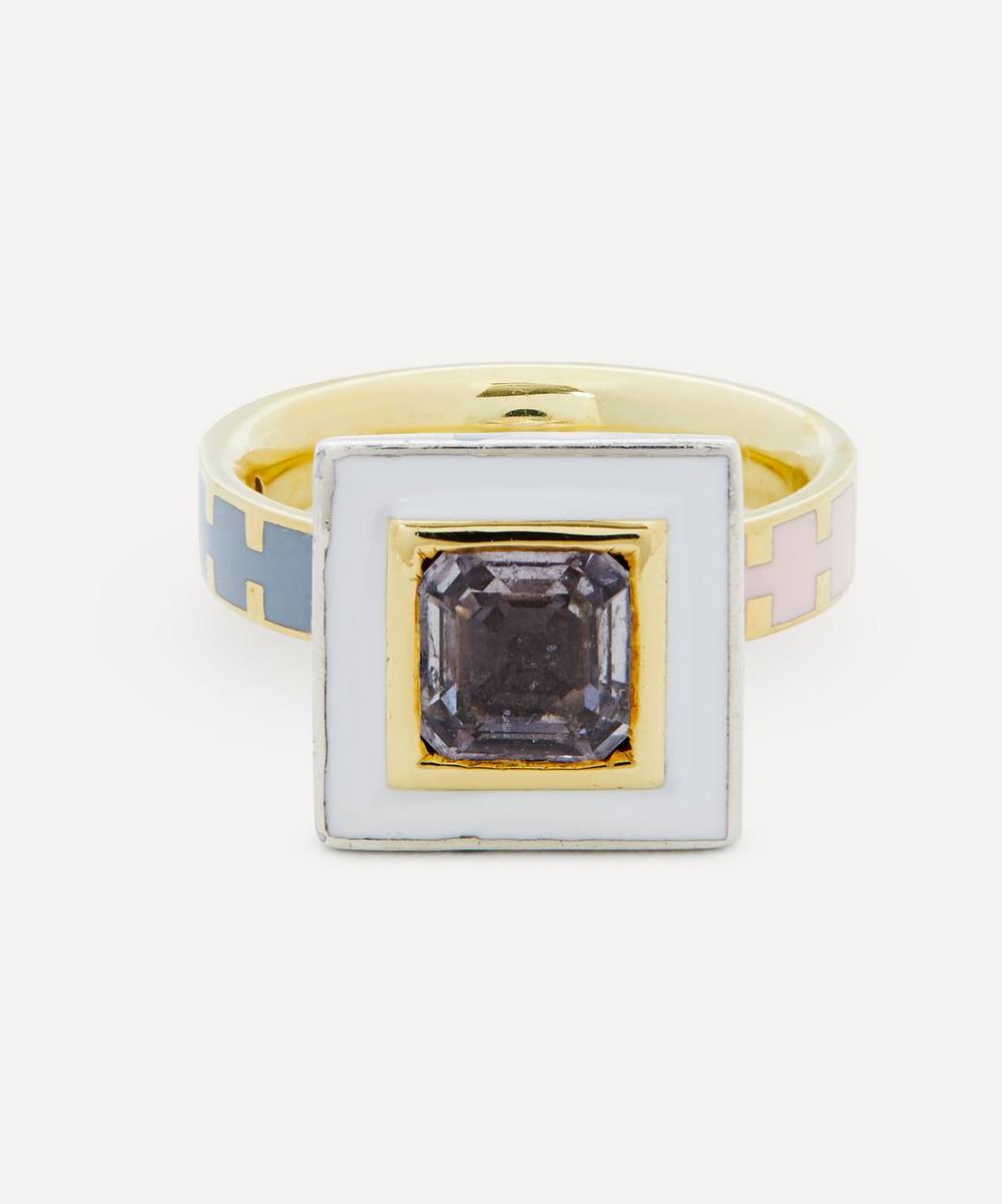 Alice Cicolini - 14ct Gold Memphis Square Pink Sapphire Ring