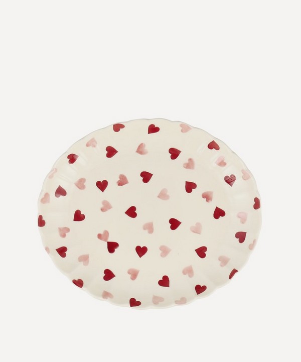 Emma Bridgewater - Pink Hearts Small Fluted Oval Platter image number null