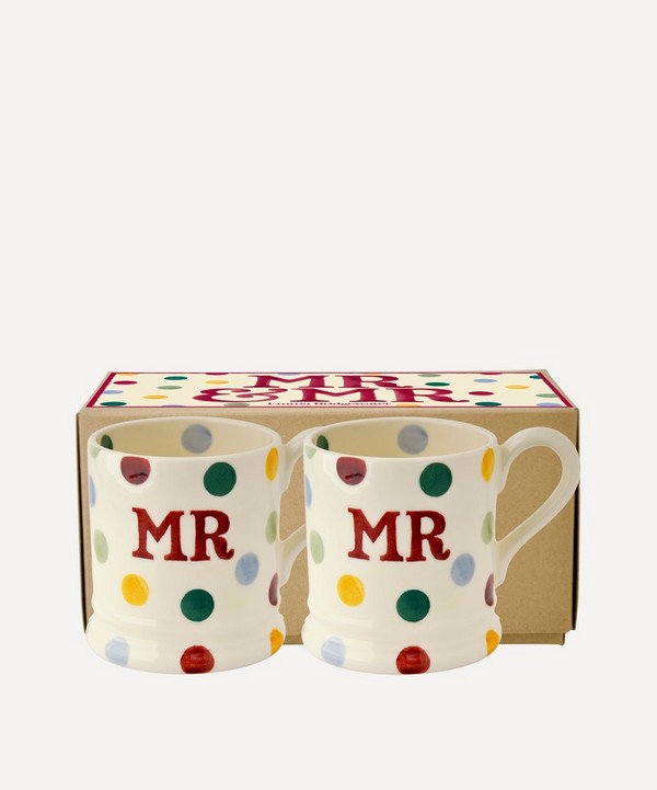 Emma Bridgewater - Polka Dot Mr and Mr Boxed Half-Pint Mugs Set of Two image number null