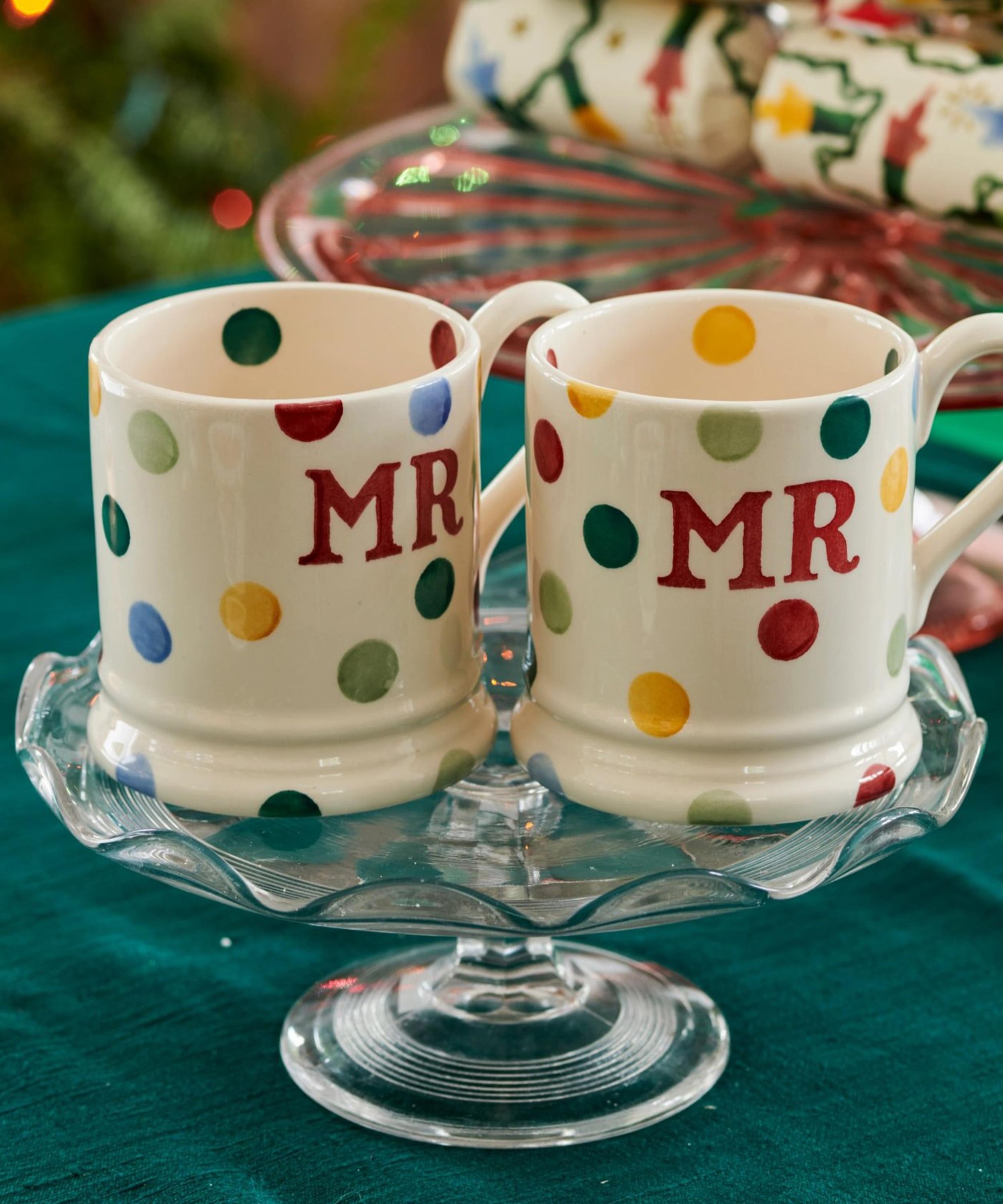 Emma Bridgewater - Polka Dot Mr and Mr Boxed Half-Pint Mugs Set of Two image number 1