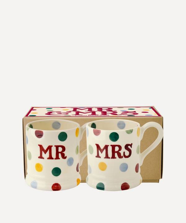 Emma Bridgewater - Polka Dot Mr and Mrs Boxed Half-Pint Mugs Set of Two