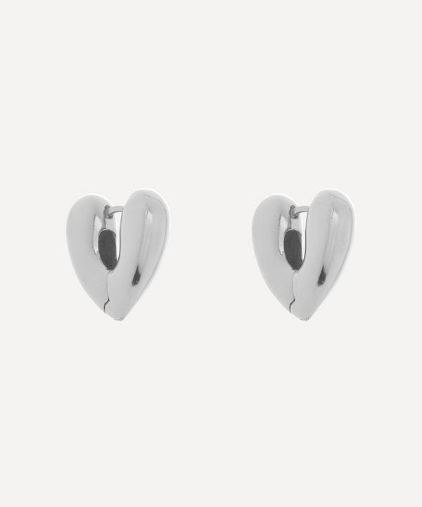 Annika Inez - Silver Small Heart Hoop Earrings image number null