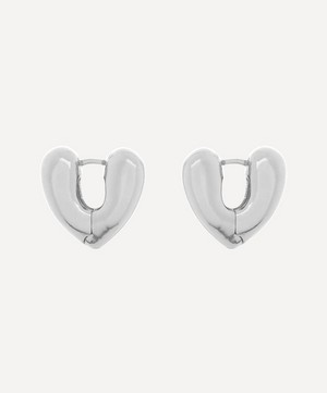 Annika Inez - Silver Small Heart Hoop Earrings image number 2