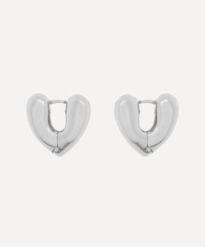 Annika Inez - Silver Small Heart Hoop Earrings image number 2