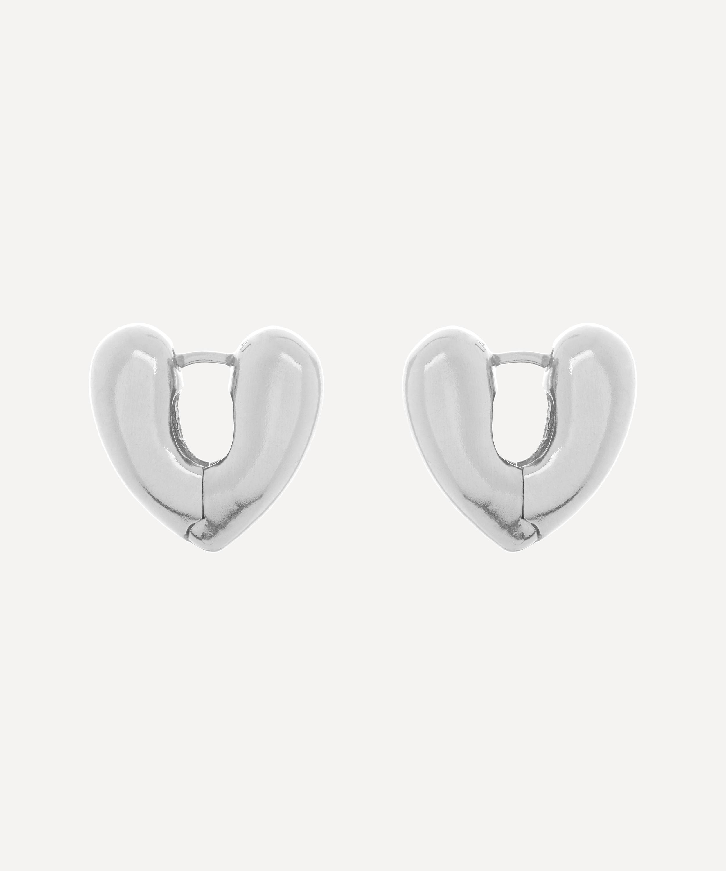 Annika Inez - Silver Small Heart Hoop Earrings image number 2