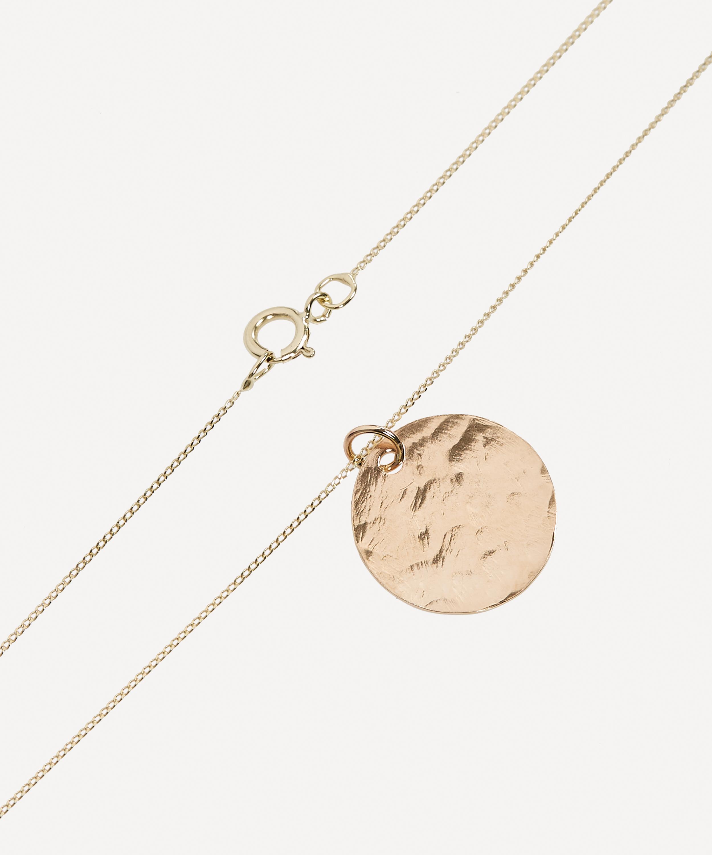 Studio Adorn - 9ct Gold Hammered Disc Pendant Necklace image number 3