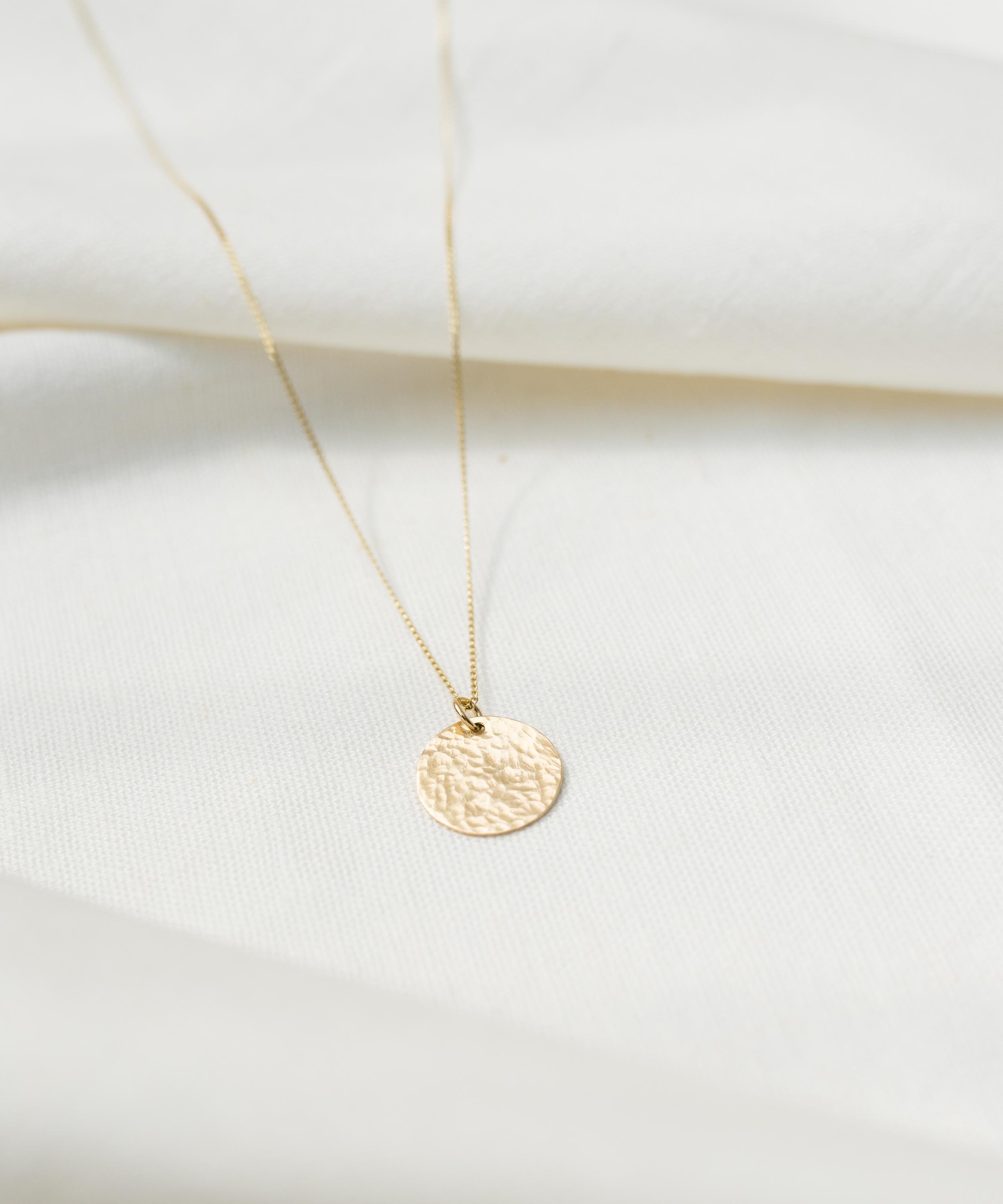 Studio Adorn - 9ct Gold Hammered Disc Pendant Necklace image number 4