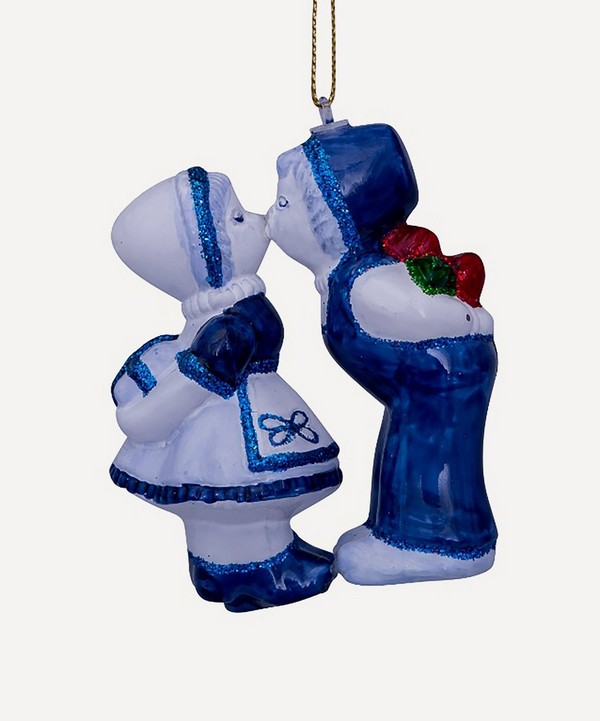 Christmas - Glass Delftware Kissing Ornament image number null
