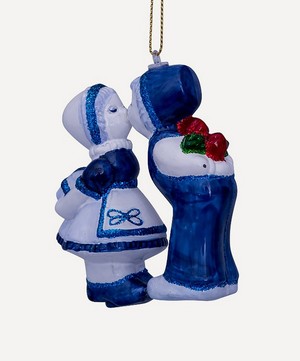 Christmas - Glass Delftware Kissing Ornament image number 2