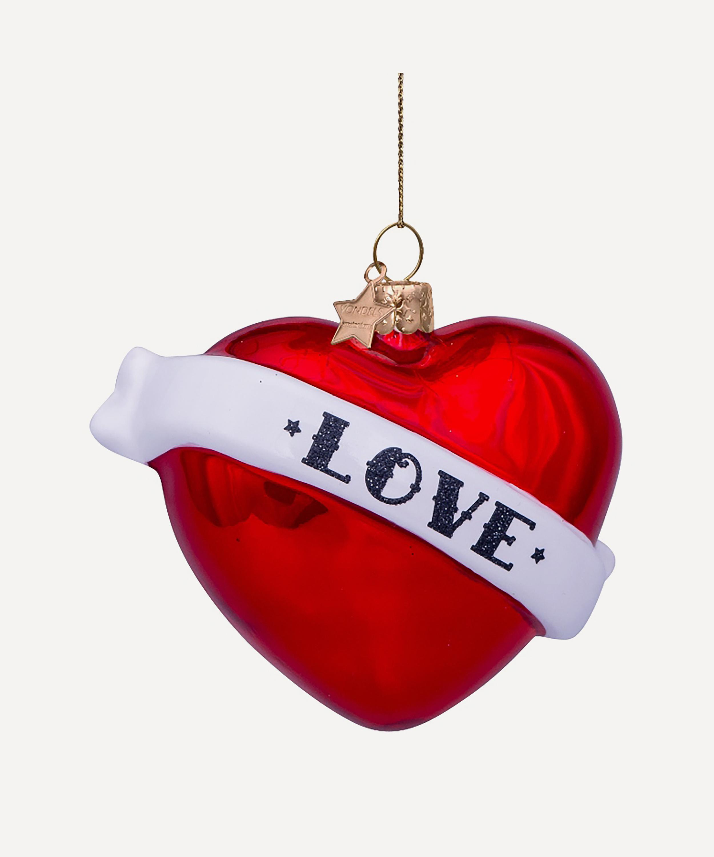 Christmas - Glass Pearl Heart Ornament image number 0