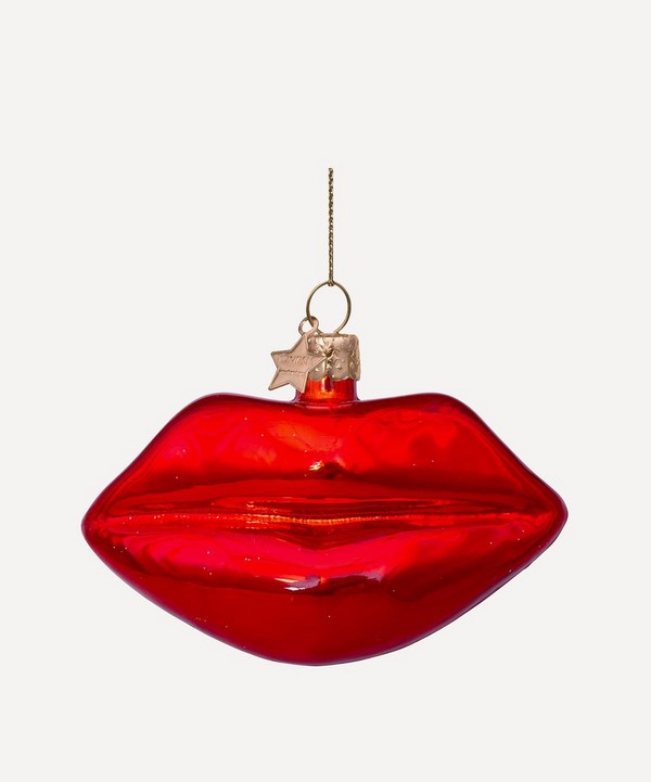 Christmas - Glass Red Lips Ornament image number null