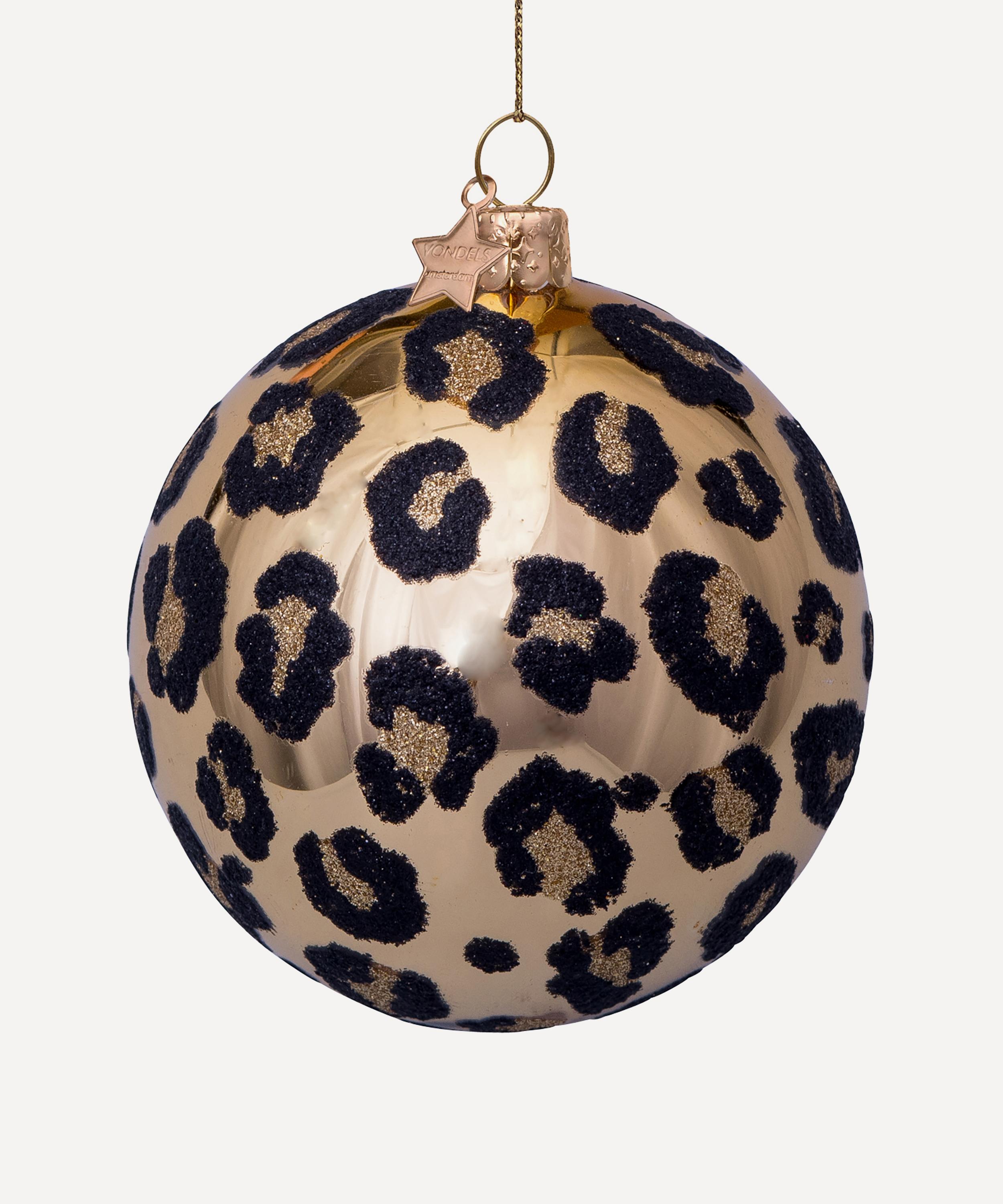 Christmas Glass Leopard Print Bauble | Liberty