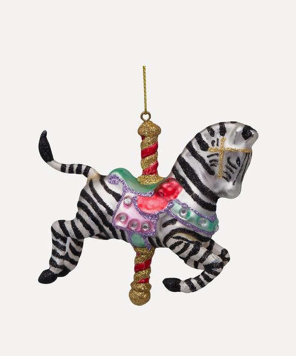 Christmas - Glass Carousel Zebra Ornament image number null