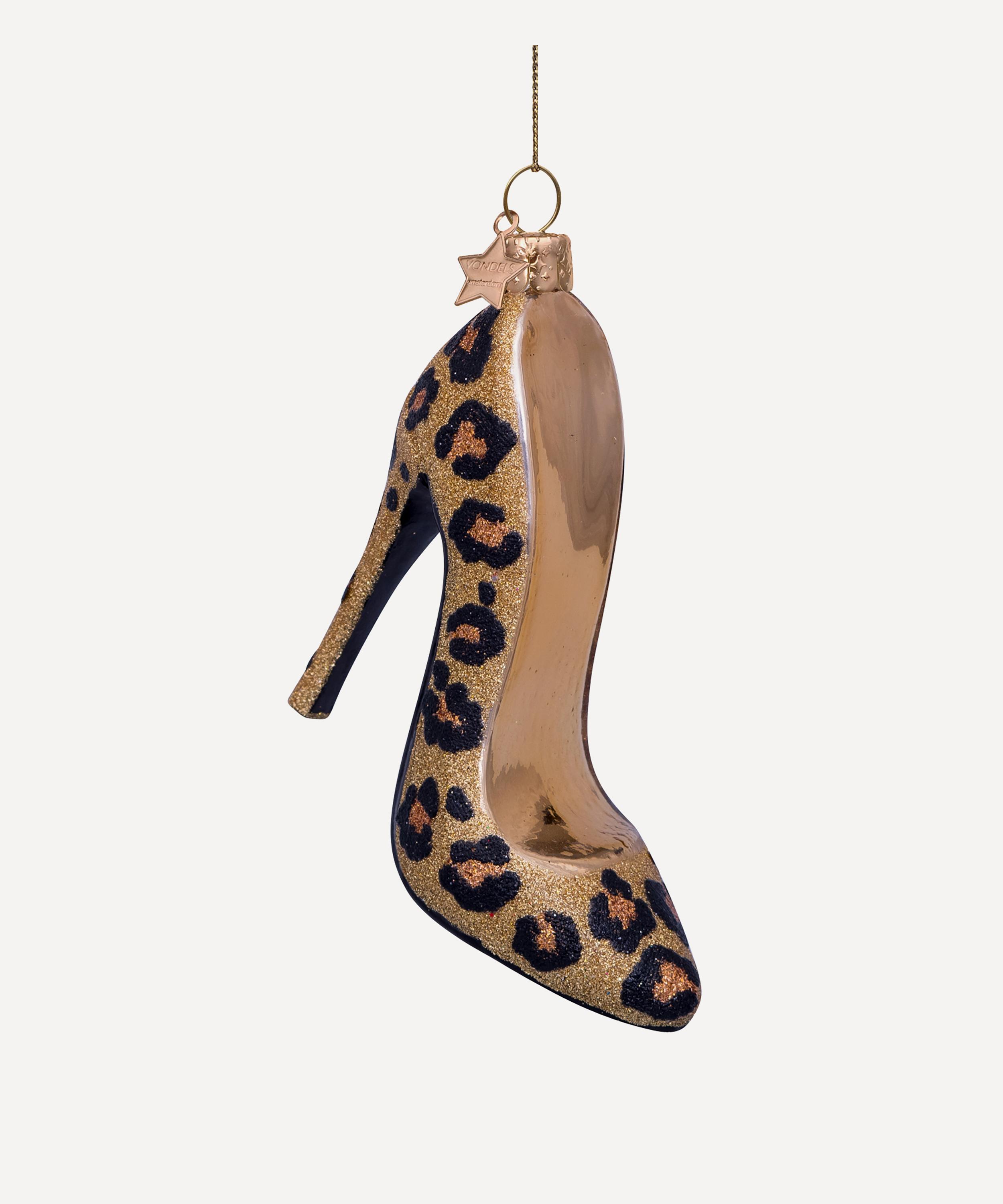 Christmas - Glass Leopard Print High Heel Ornament image number 0