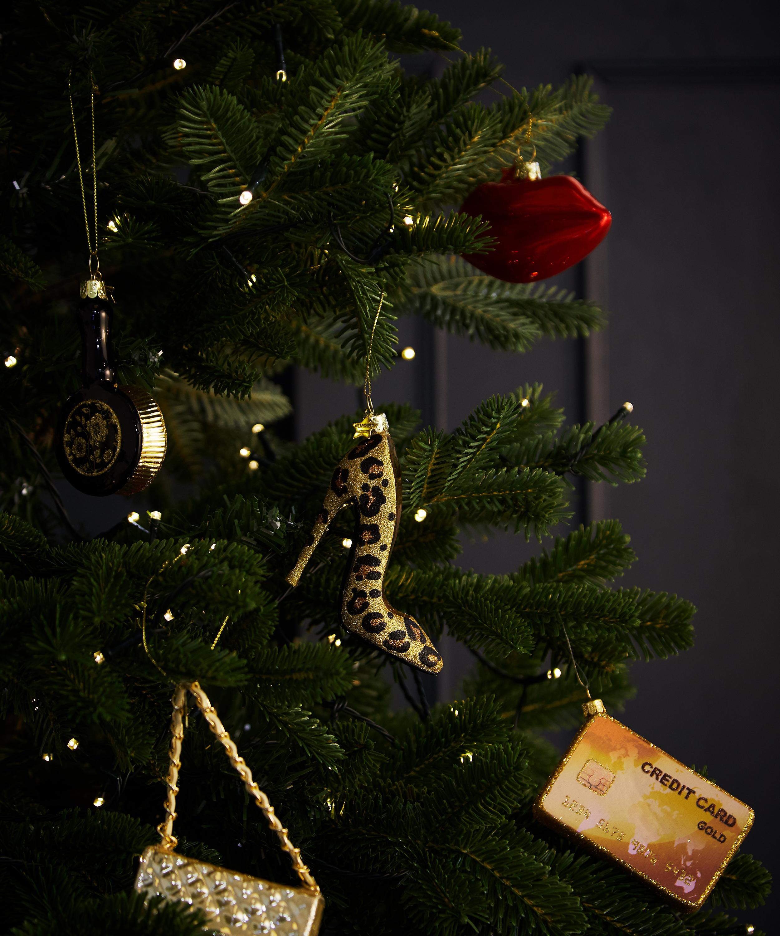 Christmas - Glass Leopard Print High Heel Ornament image number 1
