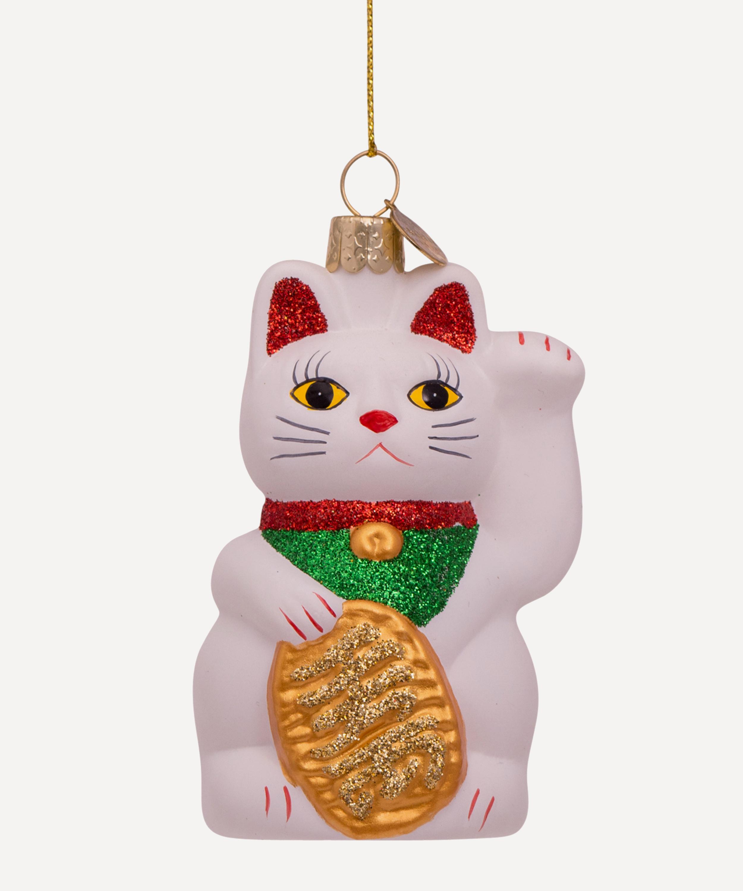 Christmas - White Lucky Cat Hanging Decoration image number 0