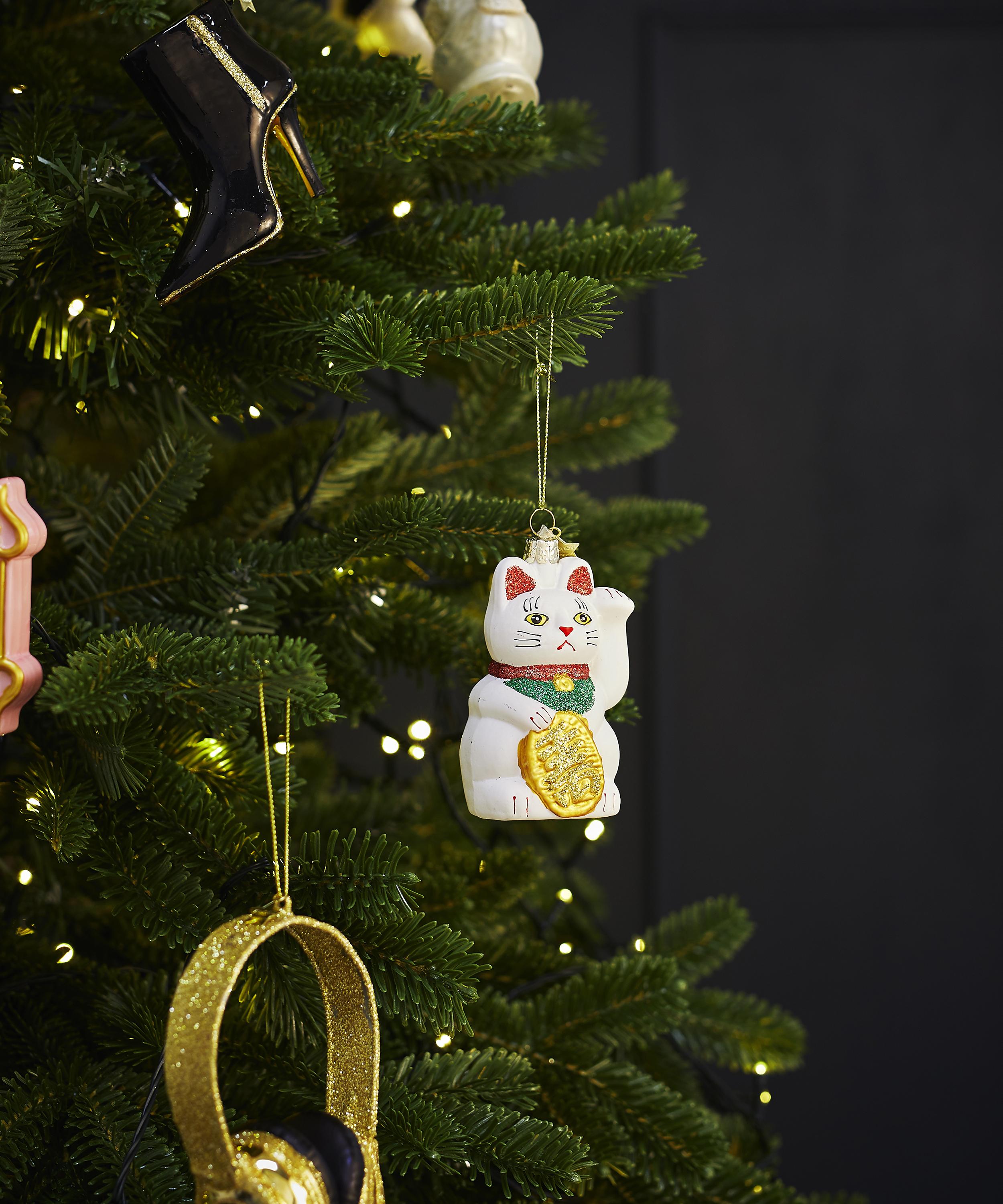 Christmas - White Lucky Cat Hanging Decoration image number 1