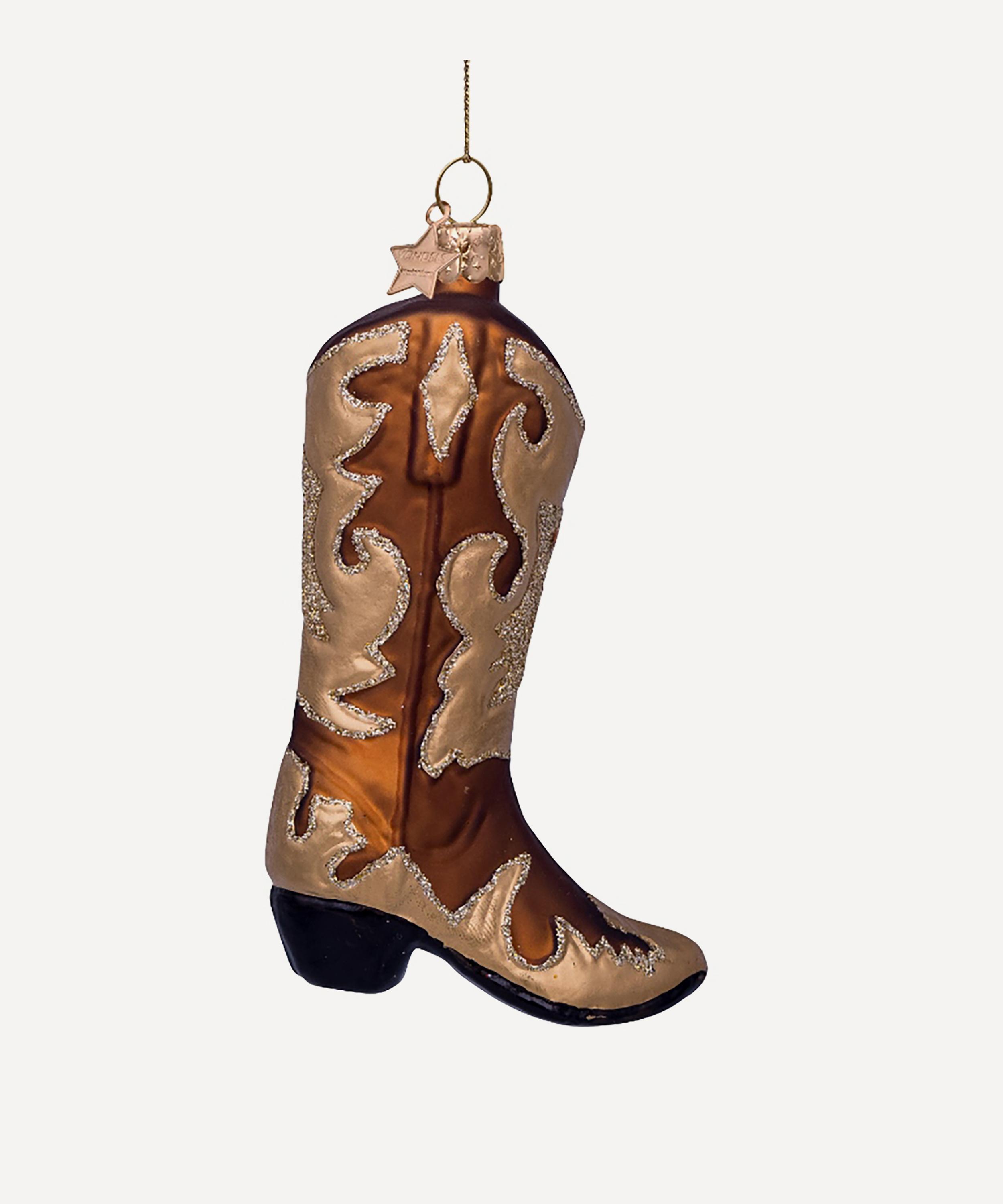 Christmas - Glass Cowboy Boot Ornament image number 0