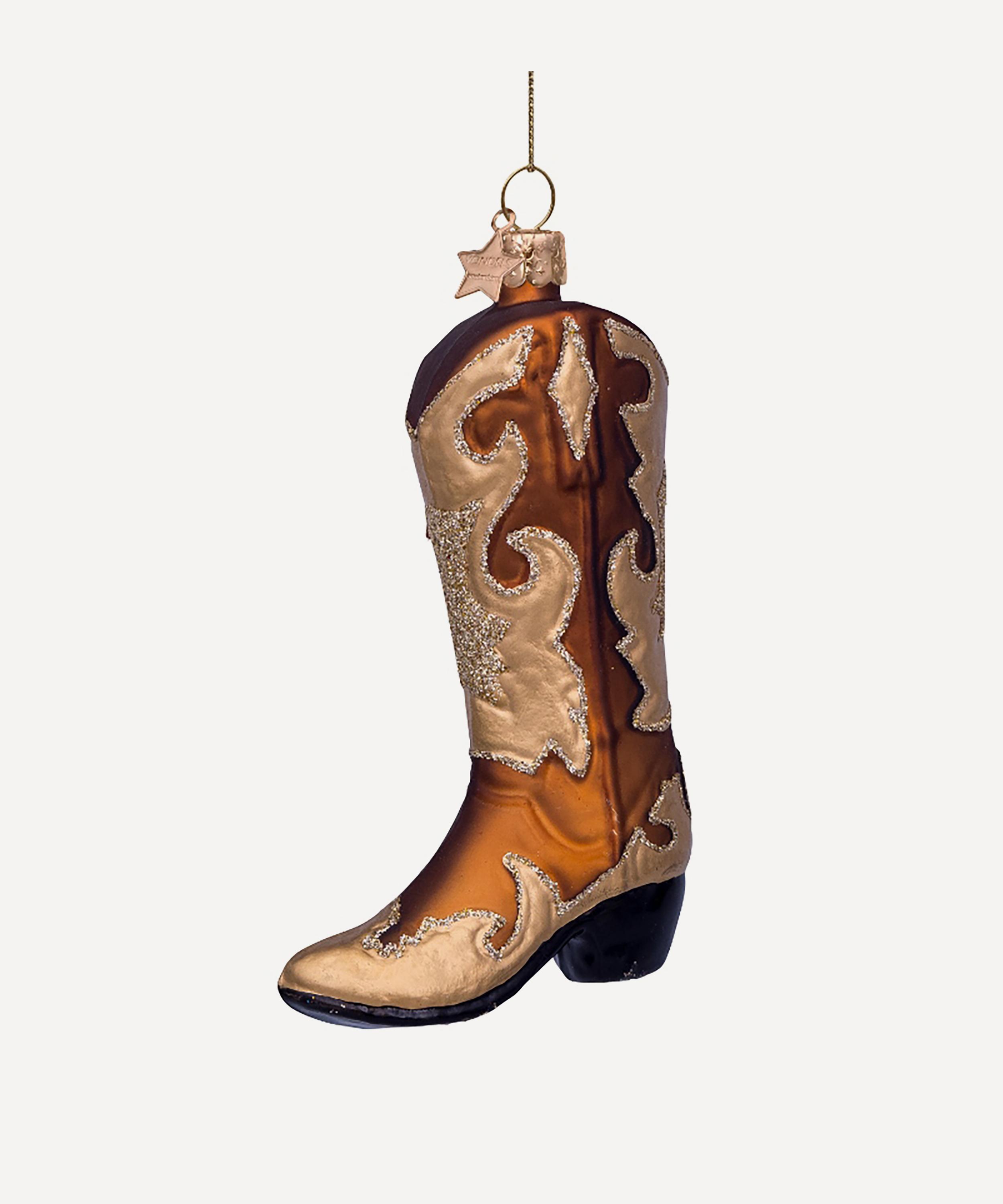 Christmas - Glass Cowboy Boot Ornament image number 3