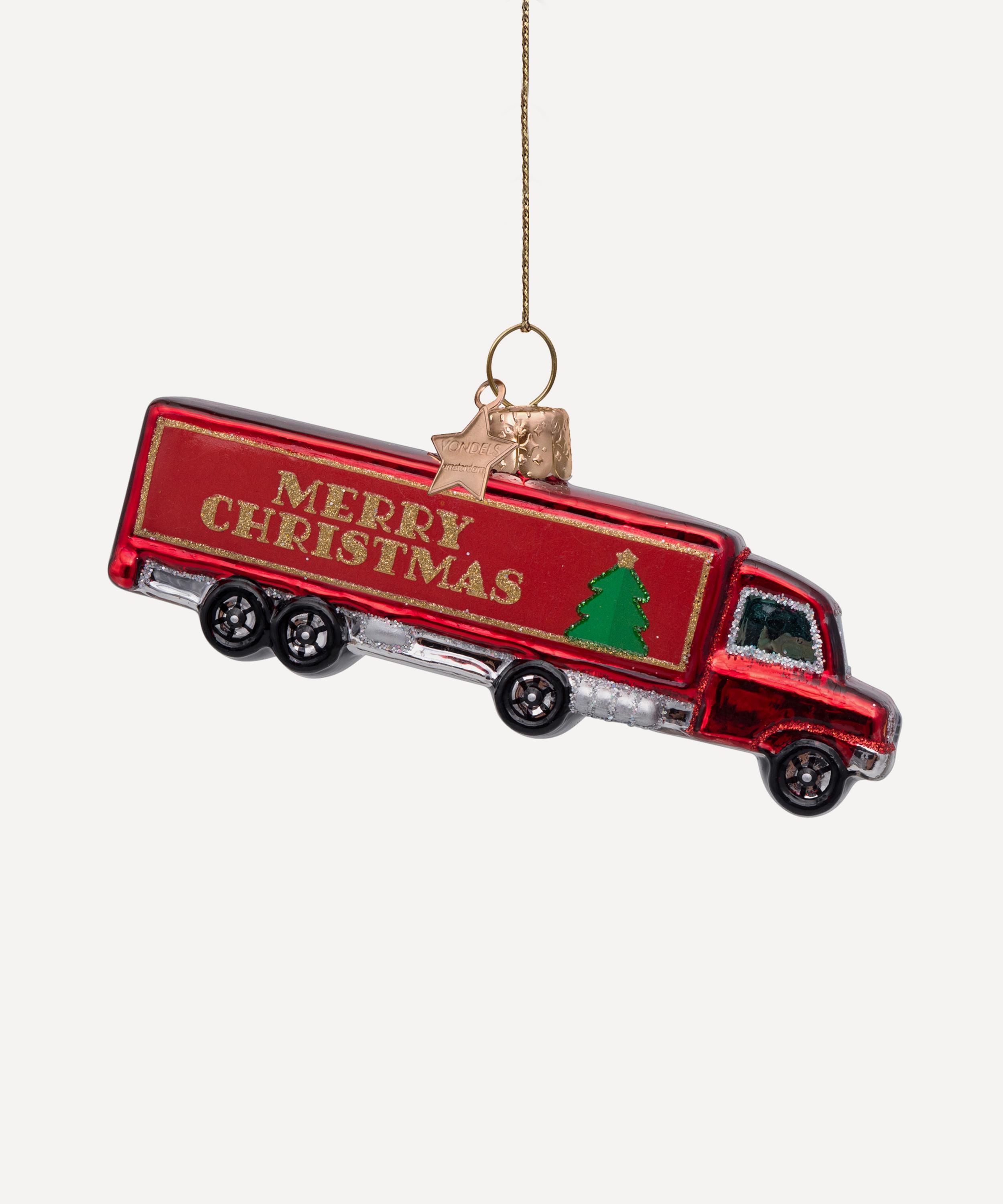Christmas Merry Christmas Lorry Glass Tree Ornament Liberty